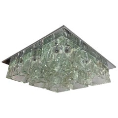 Mid-Century Gaetano Sciolari Nine-Light Crystal Cube Flush Mount Lamp Lightolier