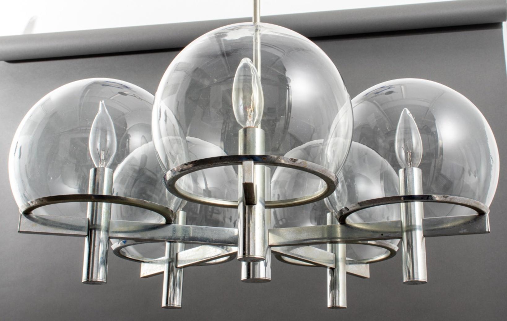 Gaetano Sciolari Modern Chrome Glass Chandelier For Sale 2