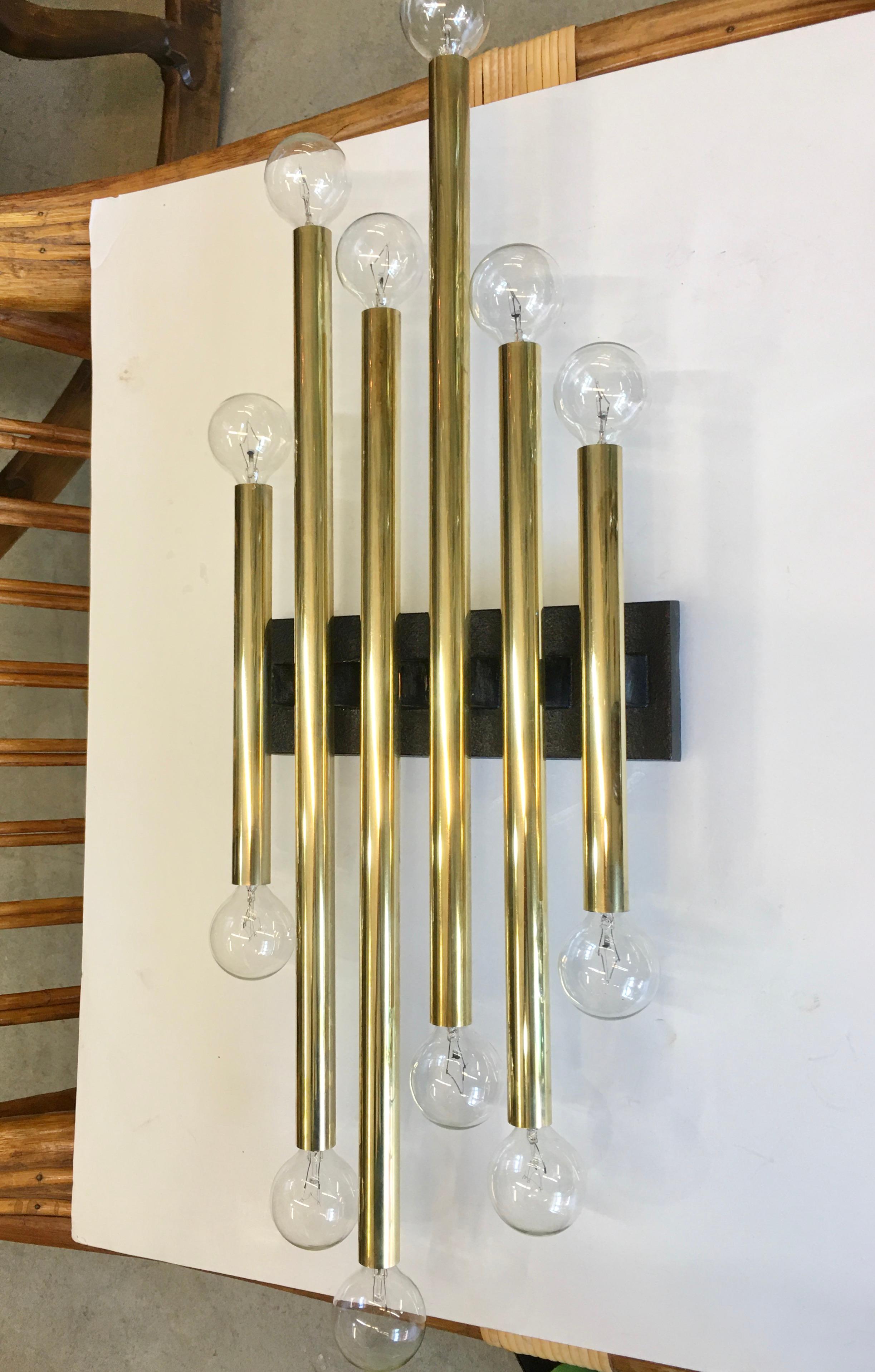 Gaetano Sciolari Multi Tubular Brass Wall Light For Sale 3