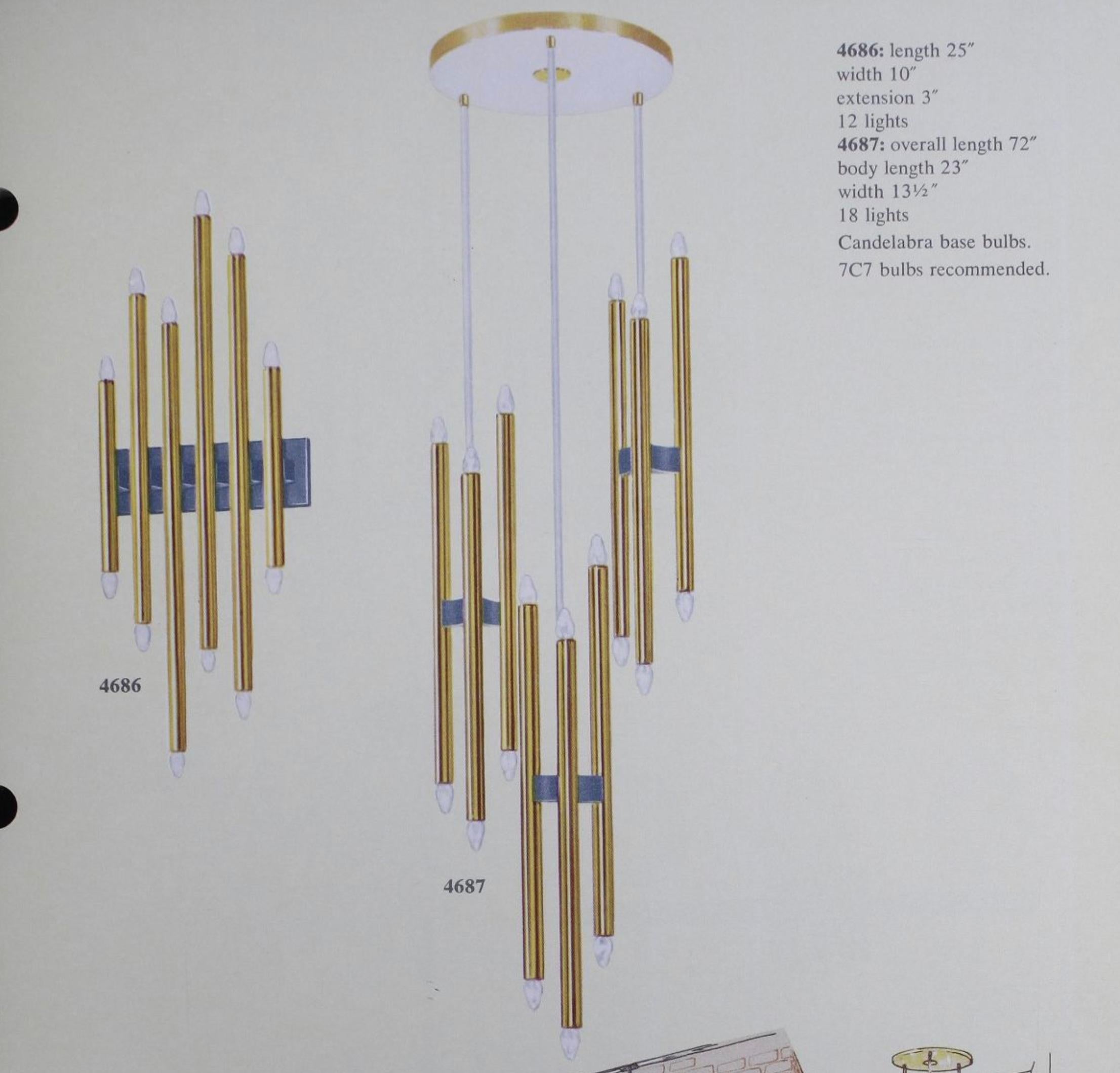 Cast Gaetano Sciolari Multi Tubular Brass Wall Light For Sale