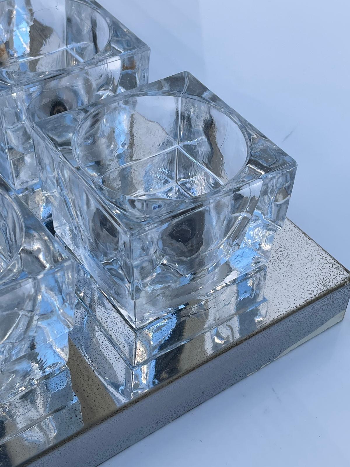Gaetano Sciolari Nine-Light Crystal Cube Flush Mount Lamp Lightolier 3