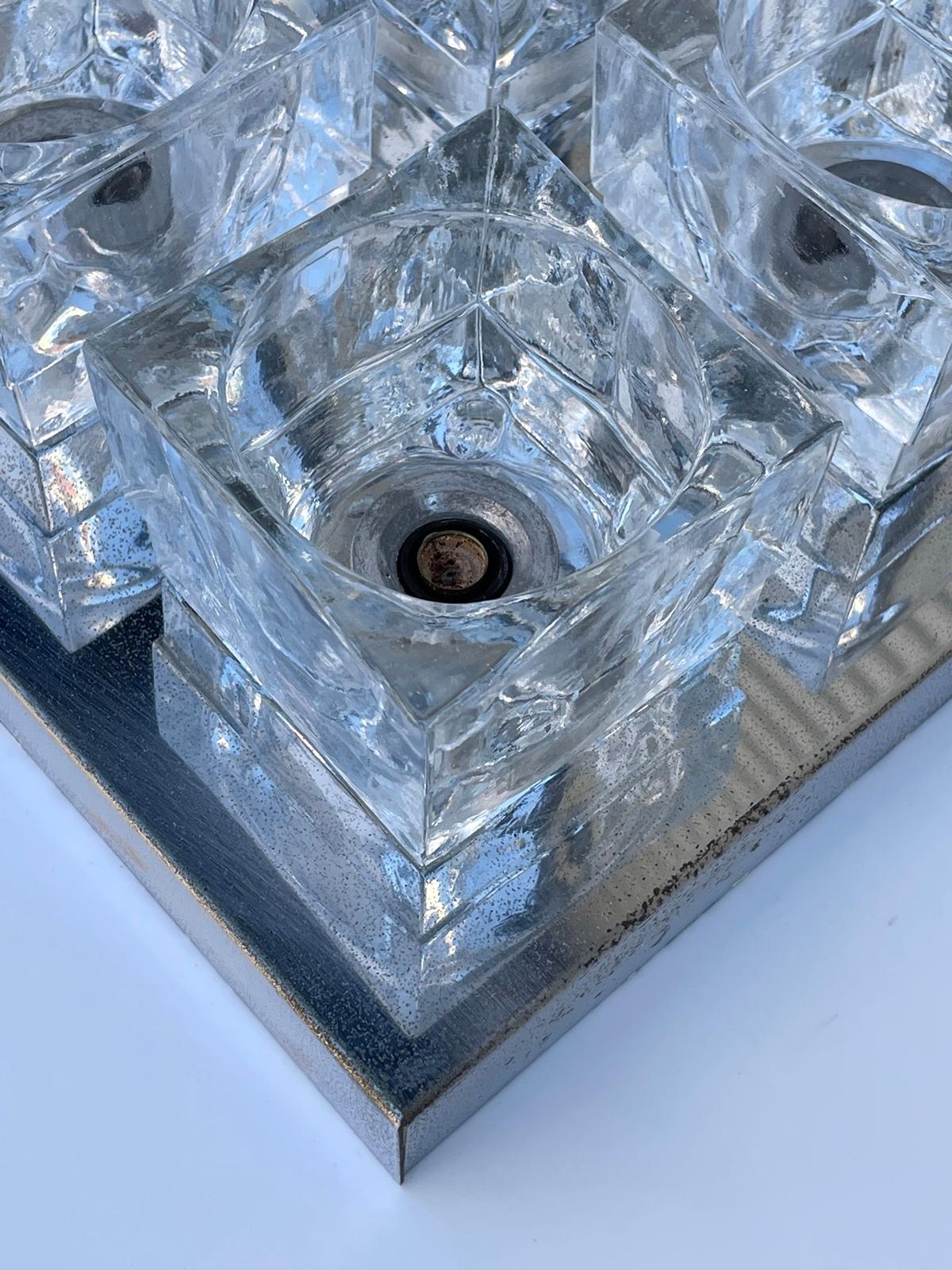 Gaetano Sciolari Nine-Light Crystal Cube Flush Mount Lamp Lightolier 7