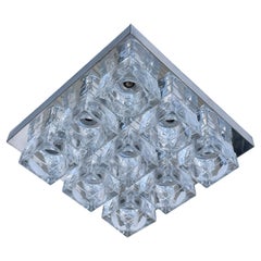 Gaetano Sciolari Nine-Light Crystal Cube Flush Mount Lamp Lightolier