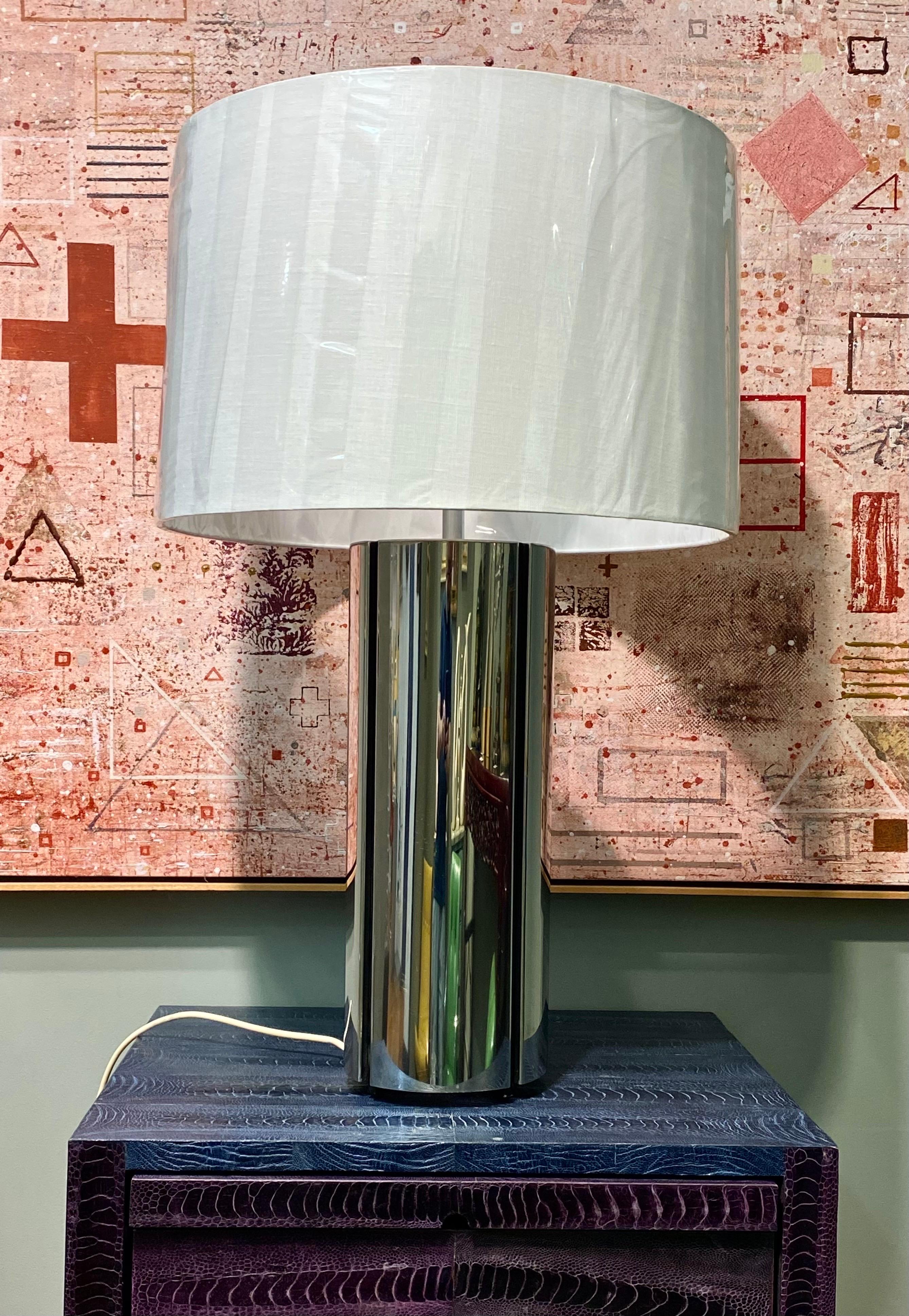 Mid-Century Modern Gaetano Sciolari of italy Oversize 1970s Modern Column Table Lamp For Sale