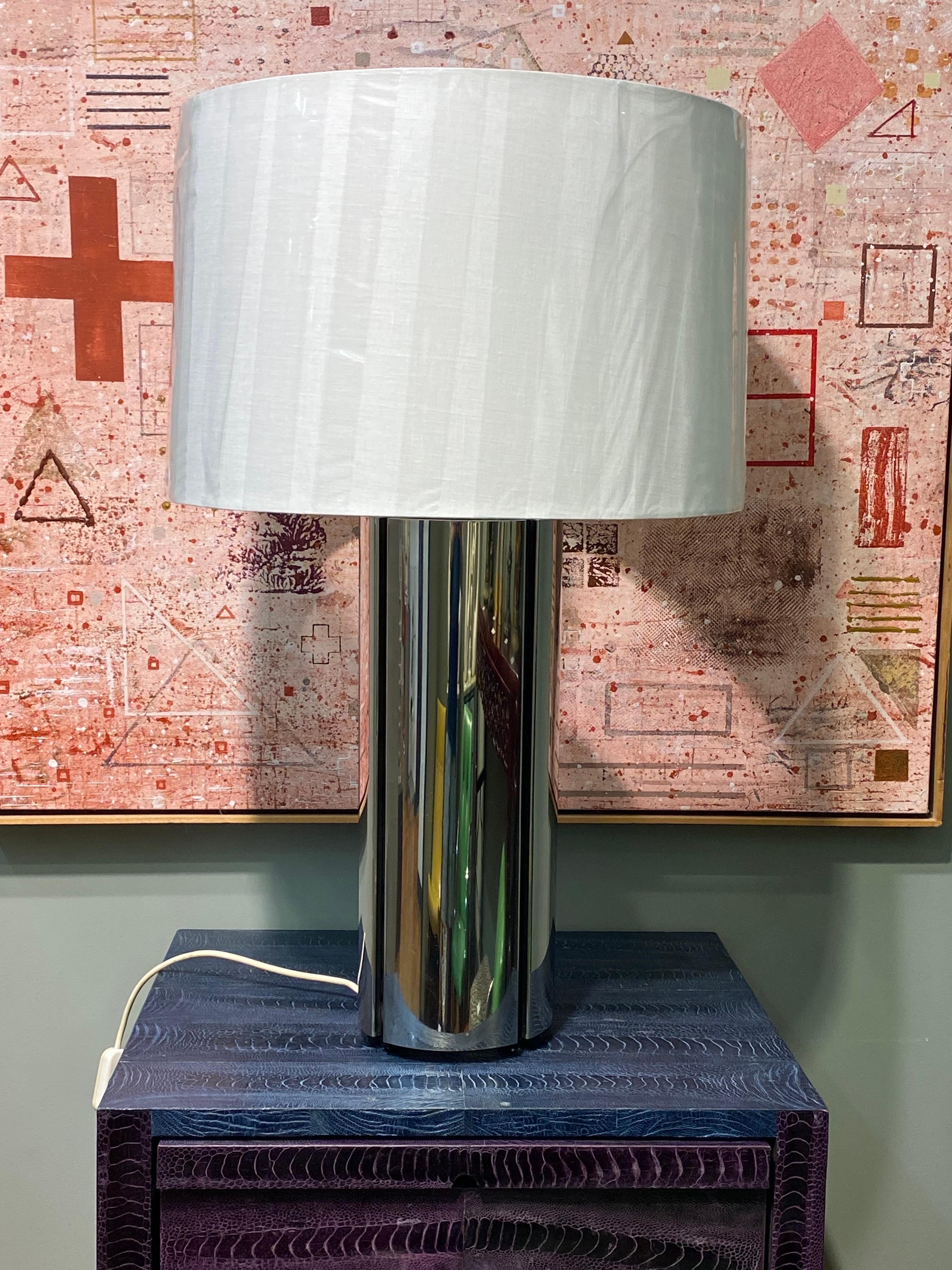 Italian Gaetano Sciolari of italy Oversize 1970s Modern Column Table Lamp For Sale