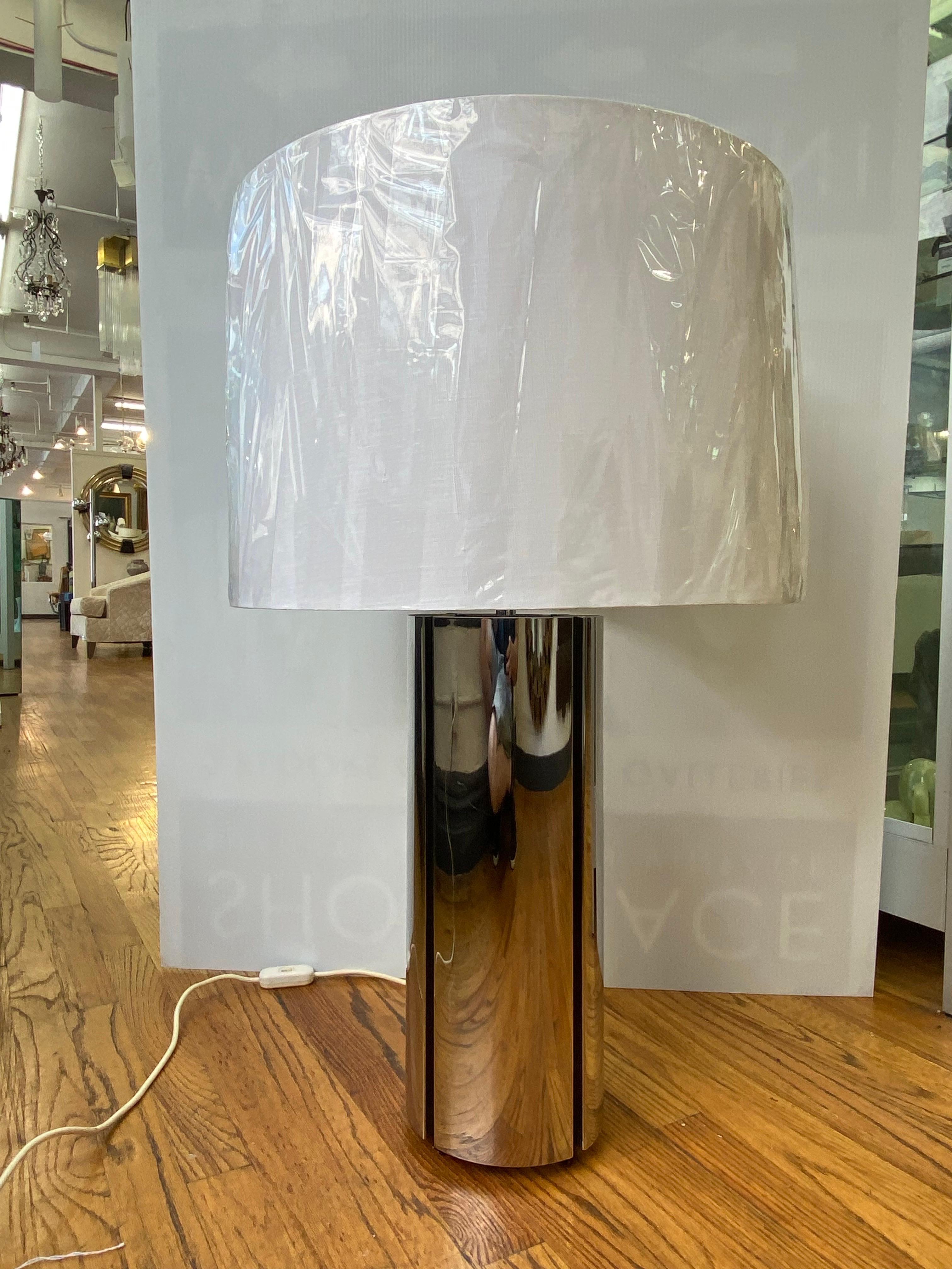 Late 20th Century Gaetano Sciolari of italy Oversize 1970s Modern Column Table Lamp For Sale