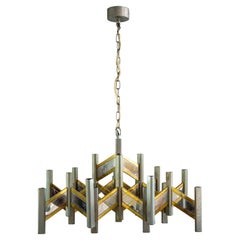 gaetano sciolari original in patina with original label chandellier zig zagmodel