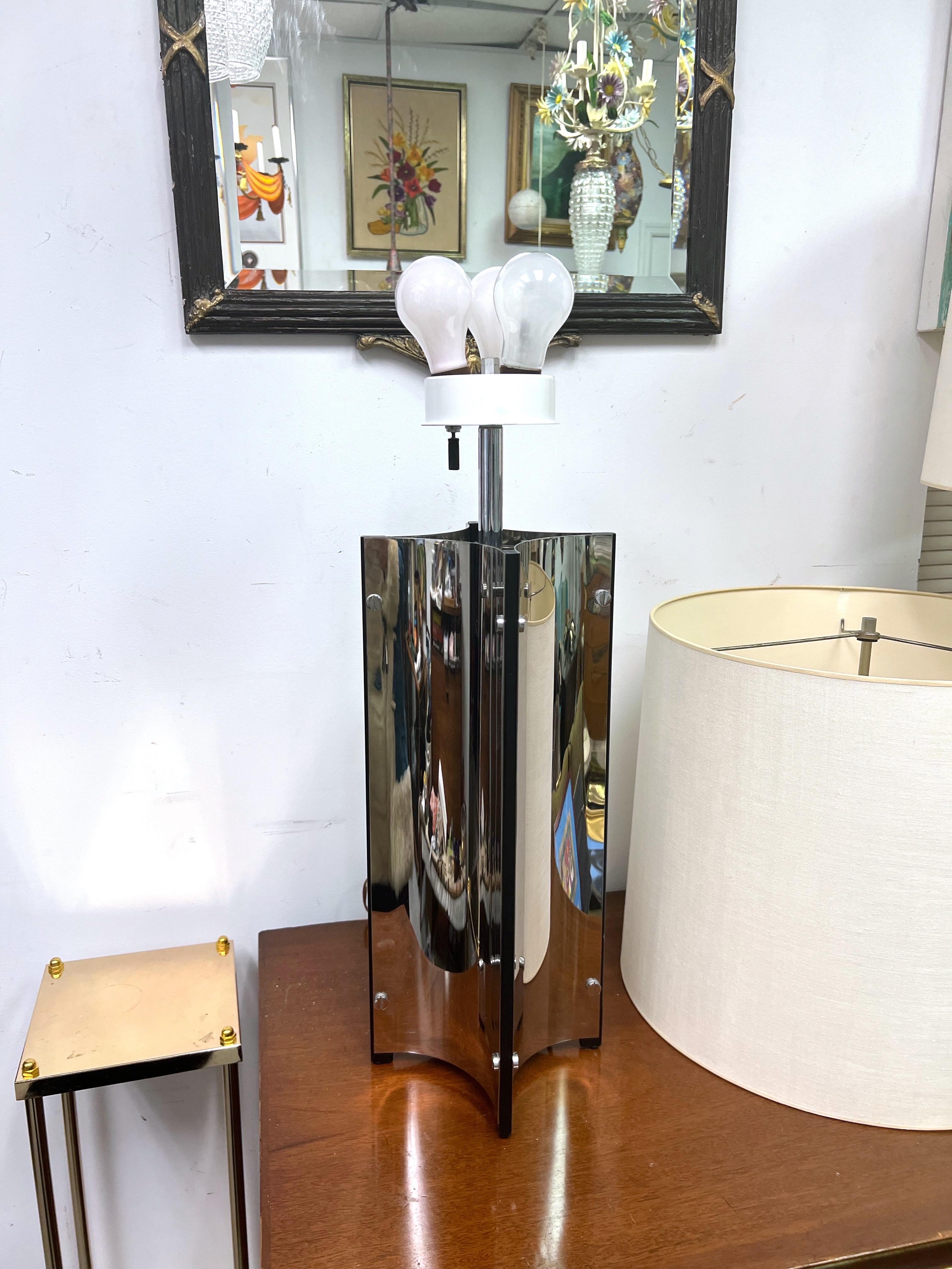 Gaetano Sciolari Oversized 1970s Vintage Italian Steel Table Lamps - a Pair For Sale 9