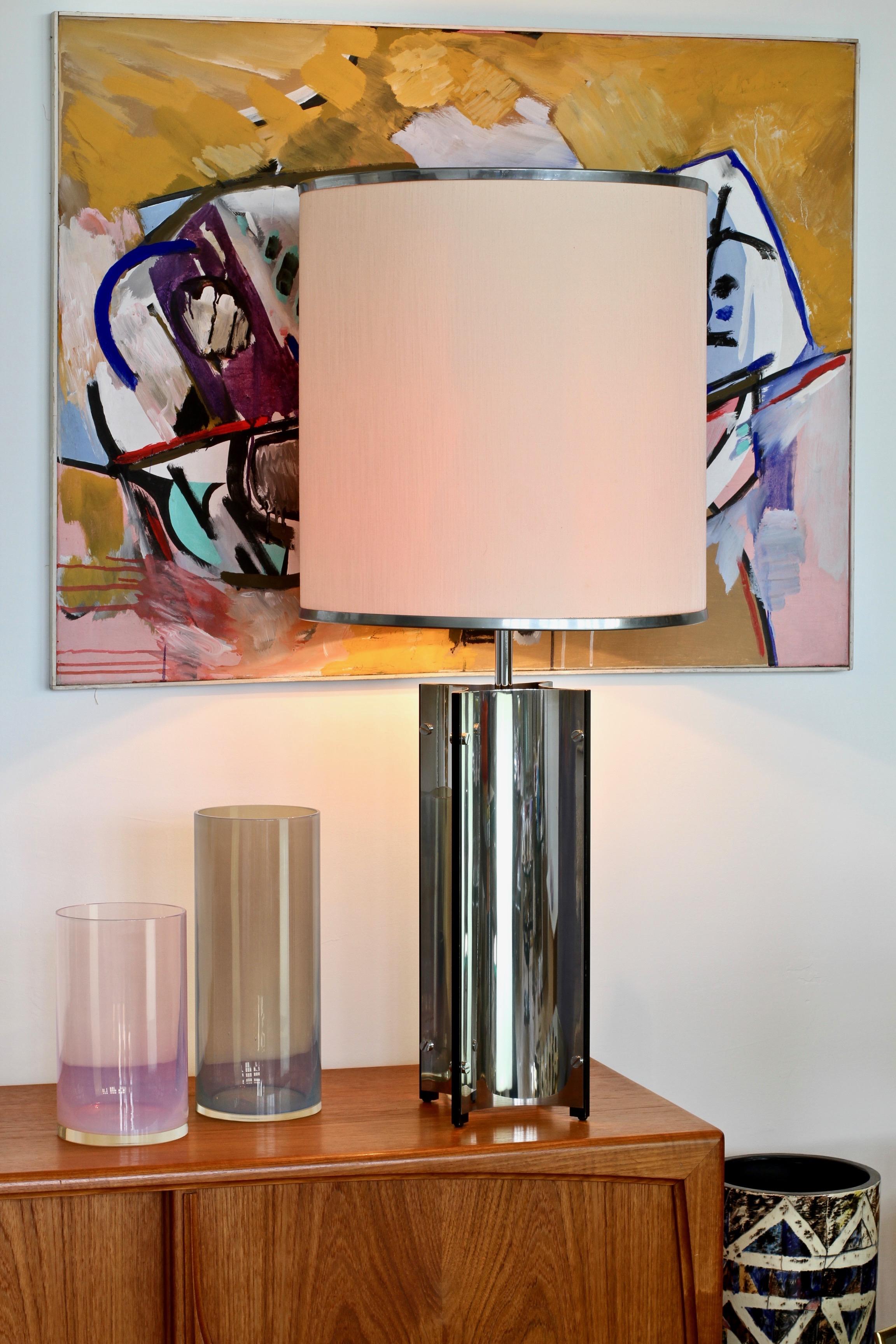 Gaetano Sciolari Oversized Pair of 1970s Vintage Italian Steel Table Lamps 8