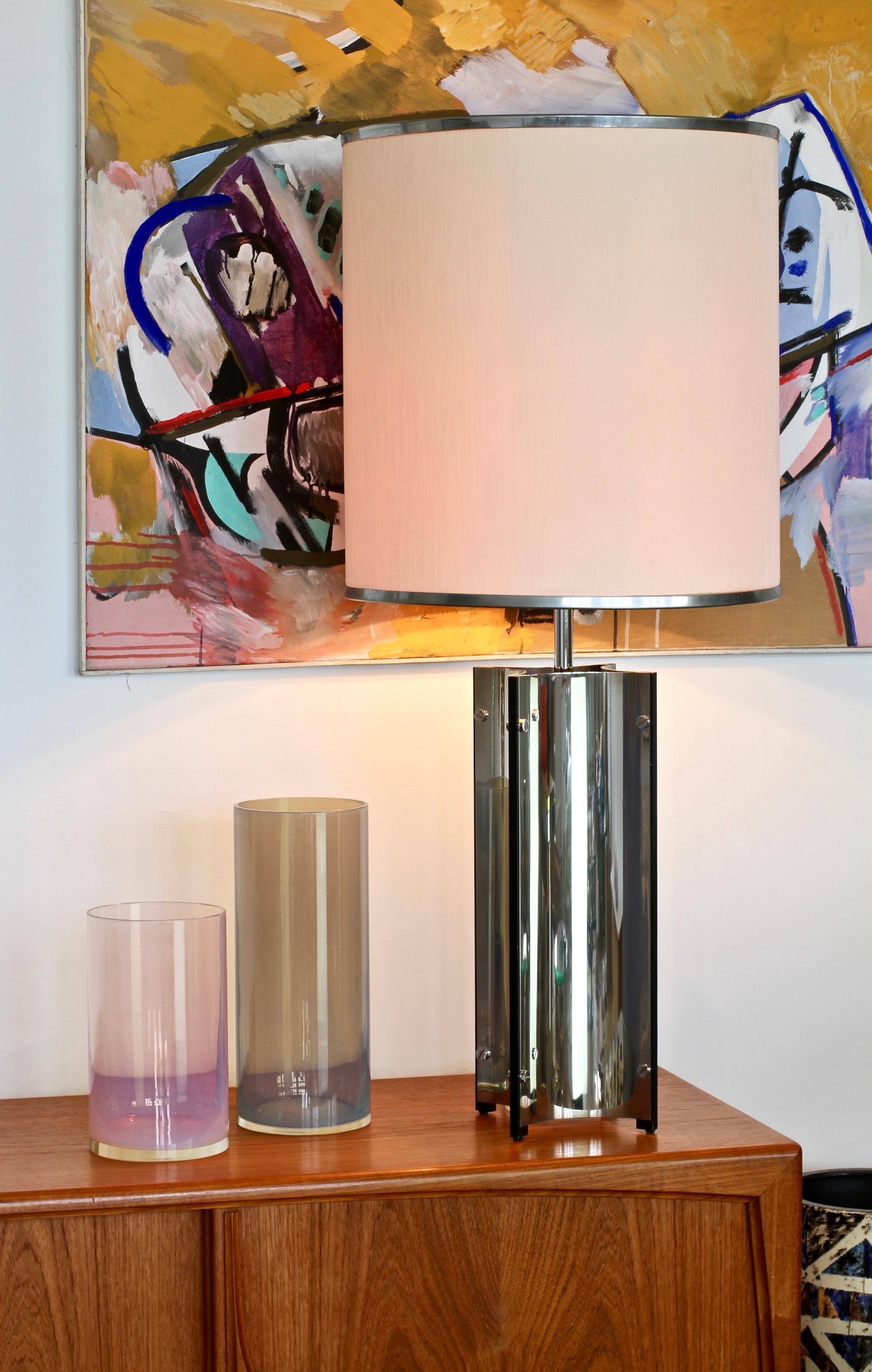 Gaetano Sciolari Oversized Pair of 1970s Vintage Italian Steel Table Lamps 9