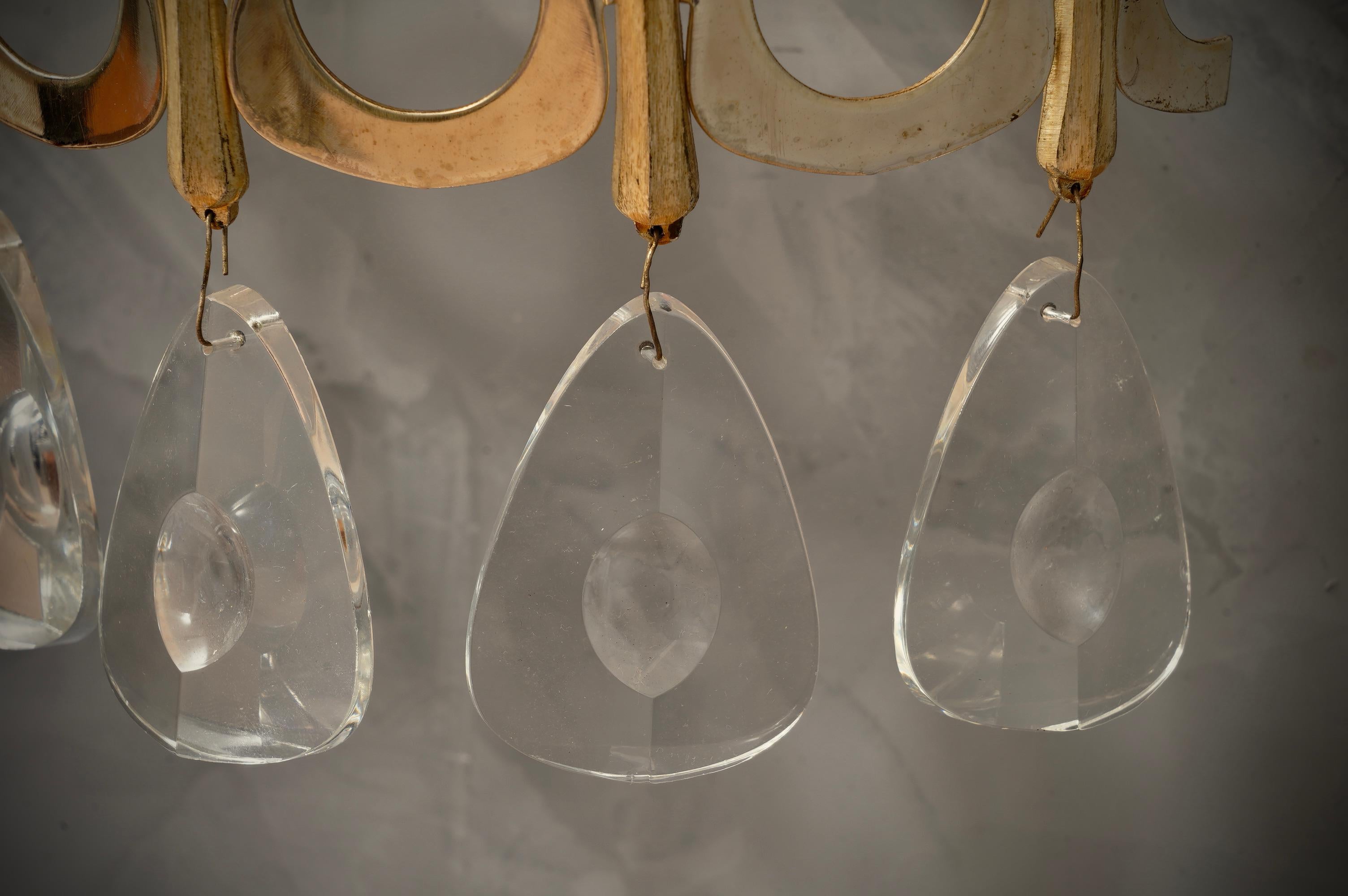Art Glass Gaetano Sciolari Semi Circular Gold and Glass Wall Light, 1960 For Sale