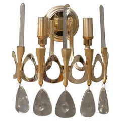 Gaetano Sciolari Semi Circular Gold and Glass Wall Light and Sconces, 1960