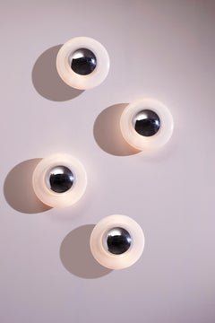 Gaetano Sciolari set of 4 glass and metal sconces for Ecolight, Italy, 1960s