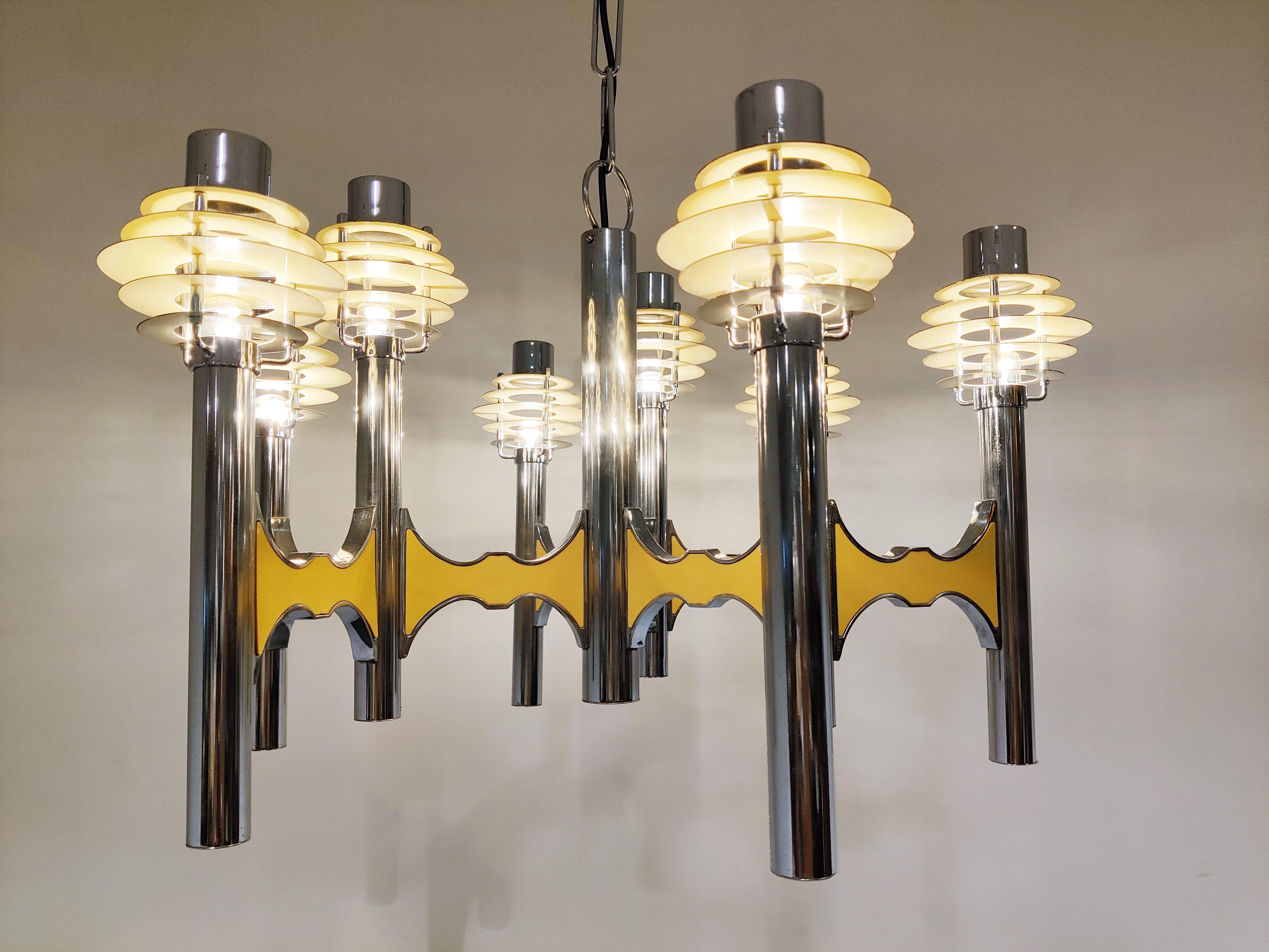 Late 20th Century Gaetano Sciolari Space Age Chandelier, 1970s For Sale