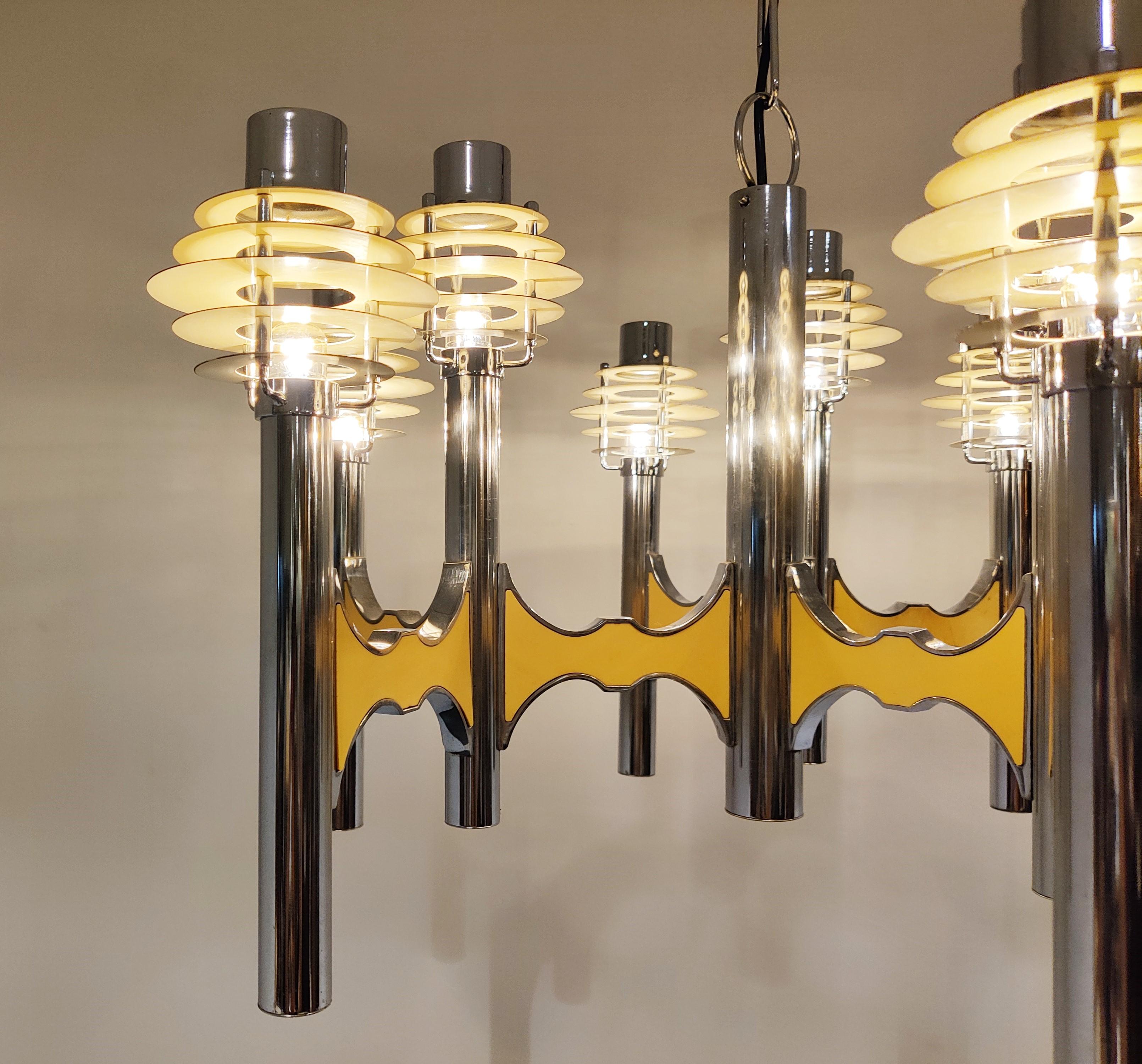 Gaetano Sciolari Space Age Chandelier, 1970s For Sale 2