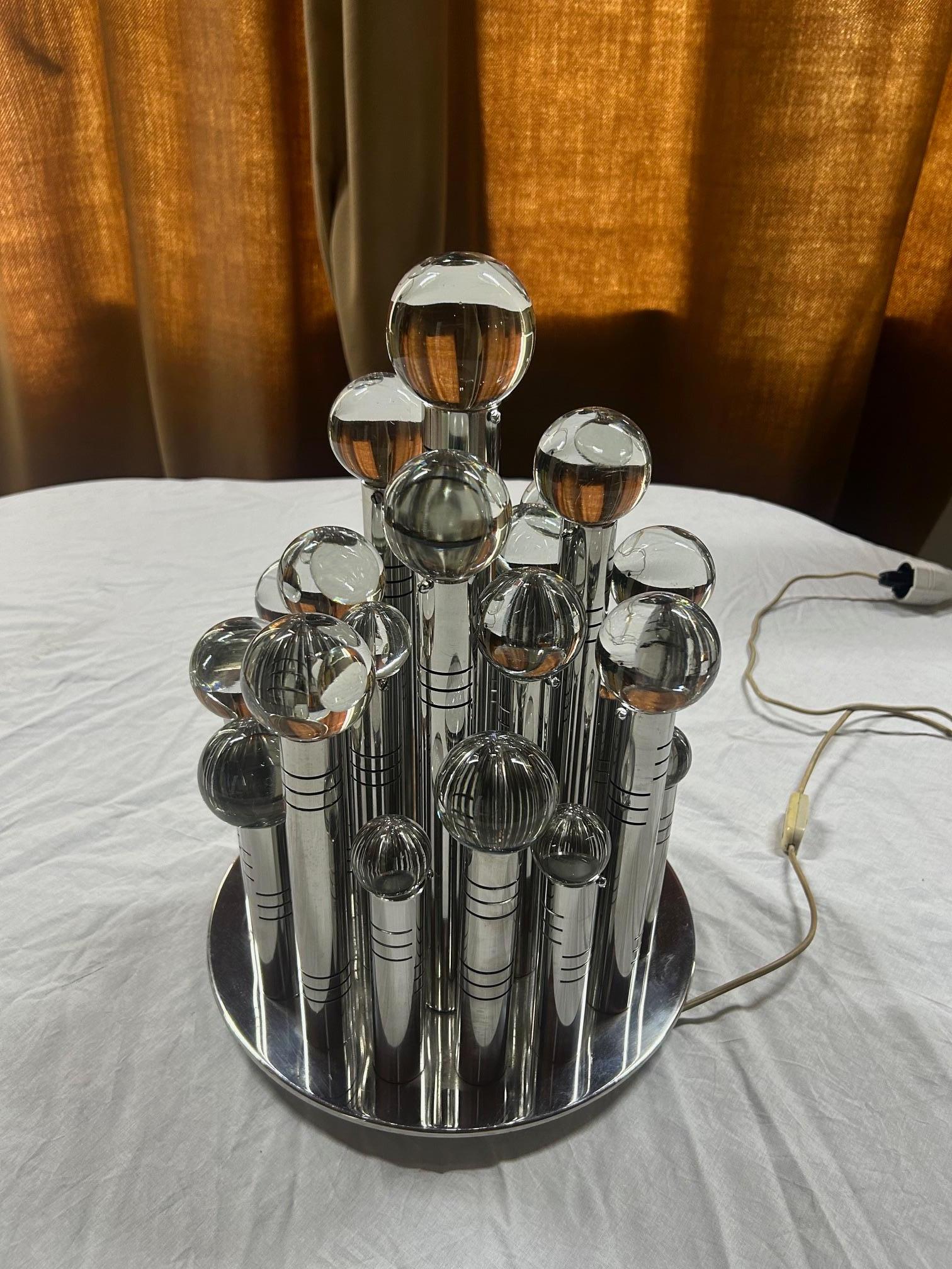 Steel Gaetano Sciolari Space Age table lamp, Italy, 1970s For Sale