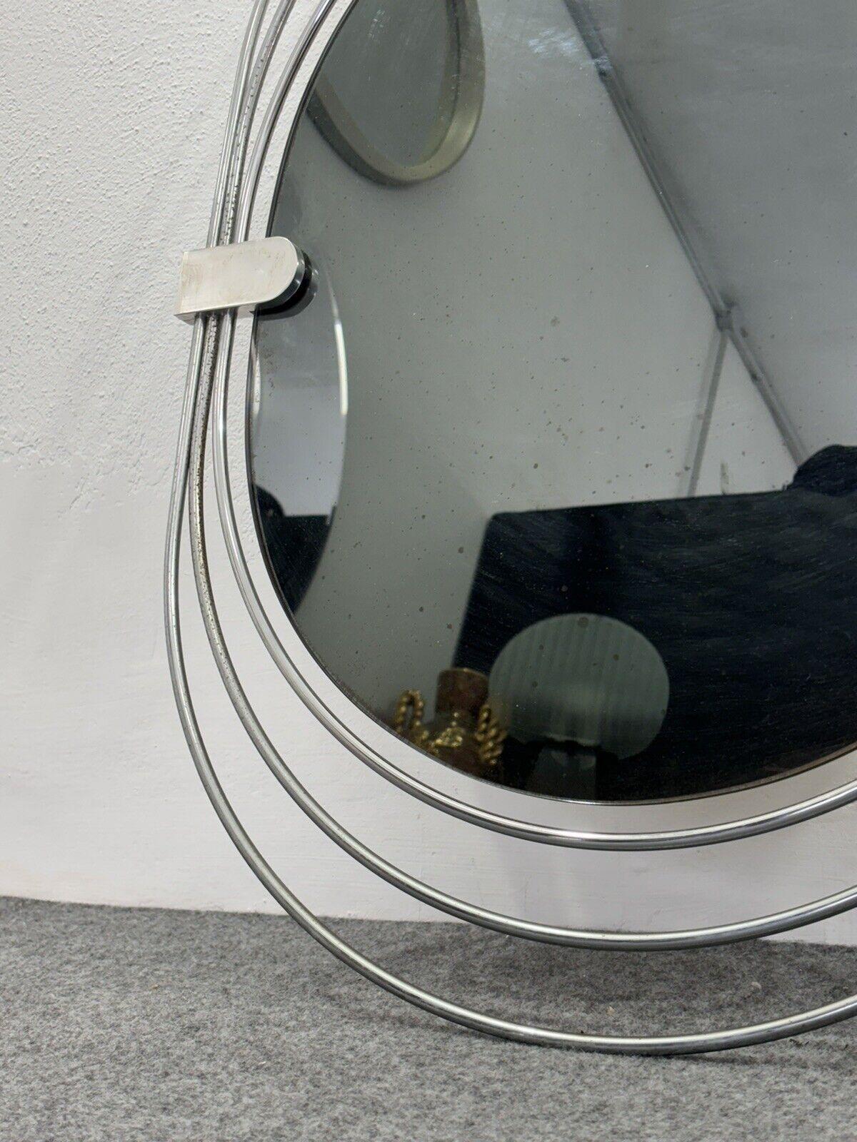 Acier Gaetano Sciolari Specchio Ovale Da Parete Design Modernariato 1970's en vente