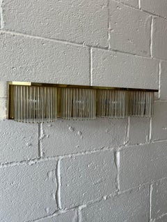 Gaetano Sciolari Style Brass and Glass Rod Four-Light Vanity Fixture