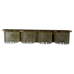 Gaetano Sciolari Style Brass and Glass Rod Four-Light Vanity Fixture