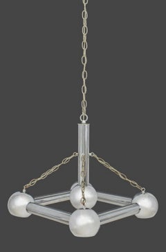 Gaetano Sciolari Style Tubular Chrome Chandelier