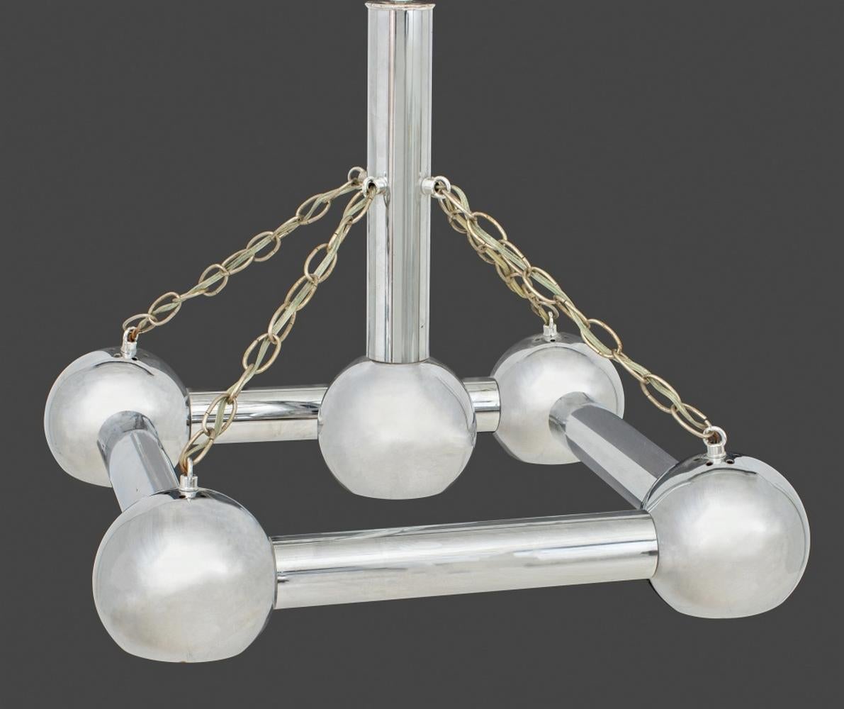 Lámpara de araña tubular cromada estilo Gaetano Sciolari en Bueno estado para la venta en Astoria, NY
