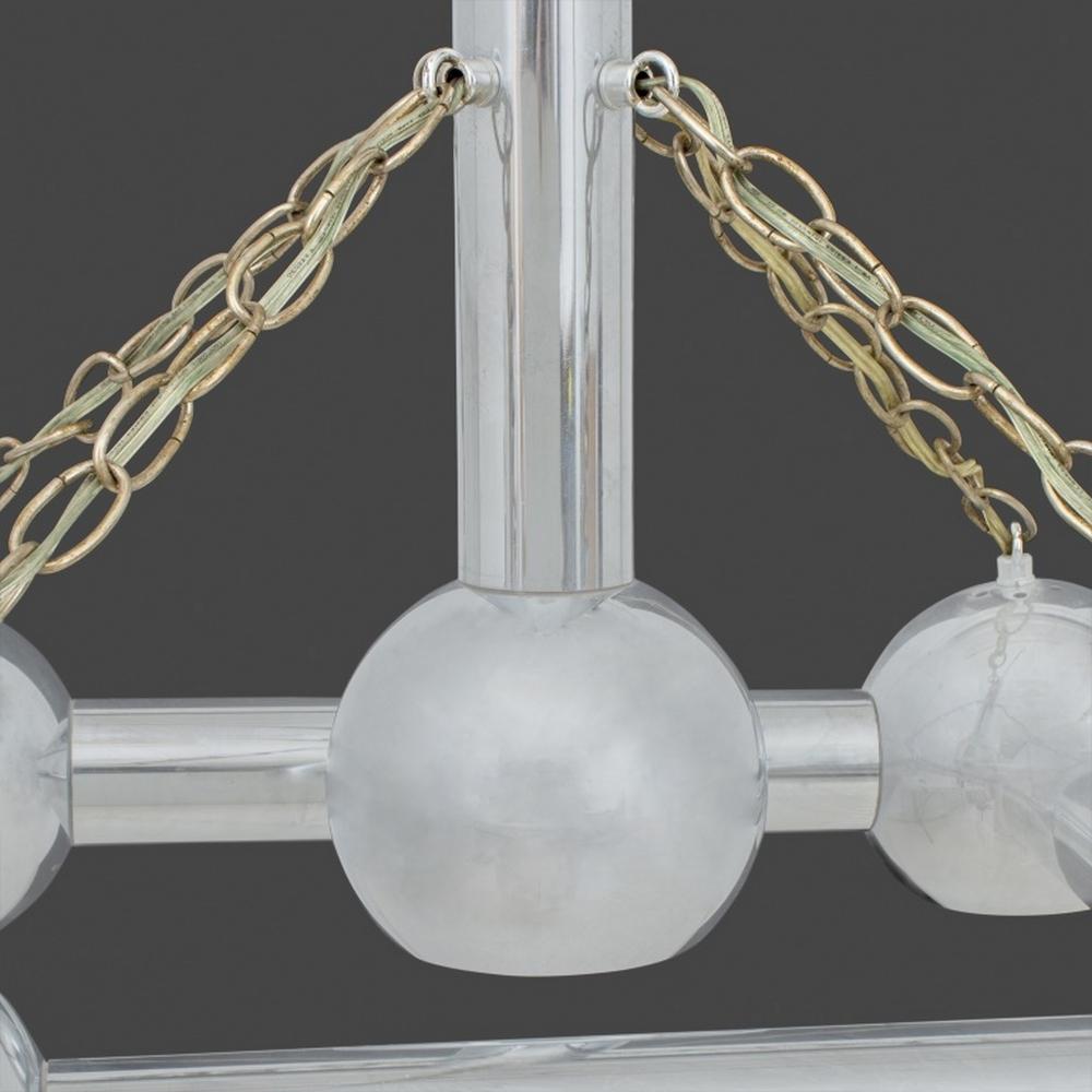 Lámpara de araña tubular cromada estilo Gaetano Sciolari finales del siglo XX en venta