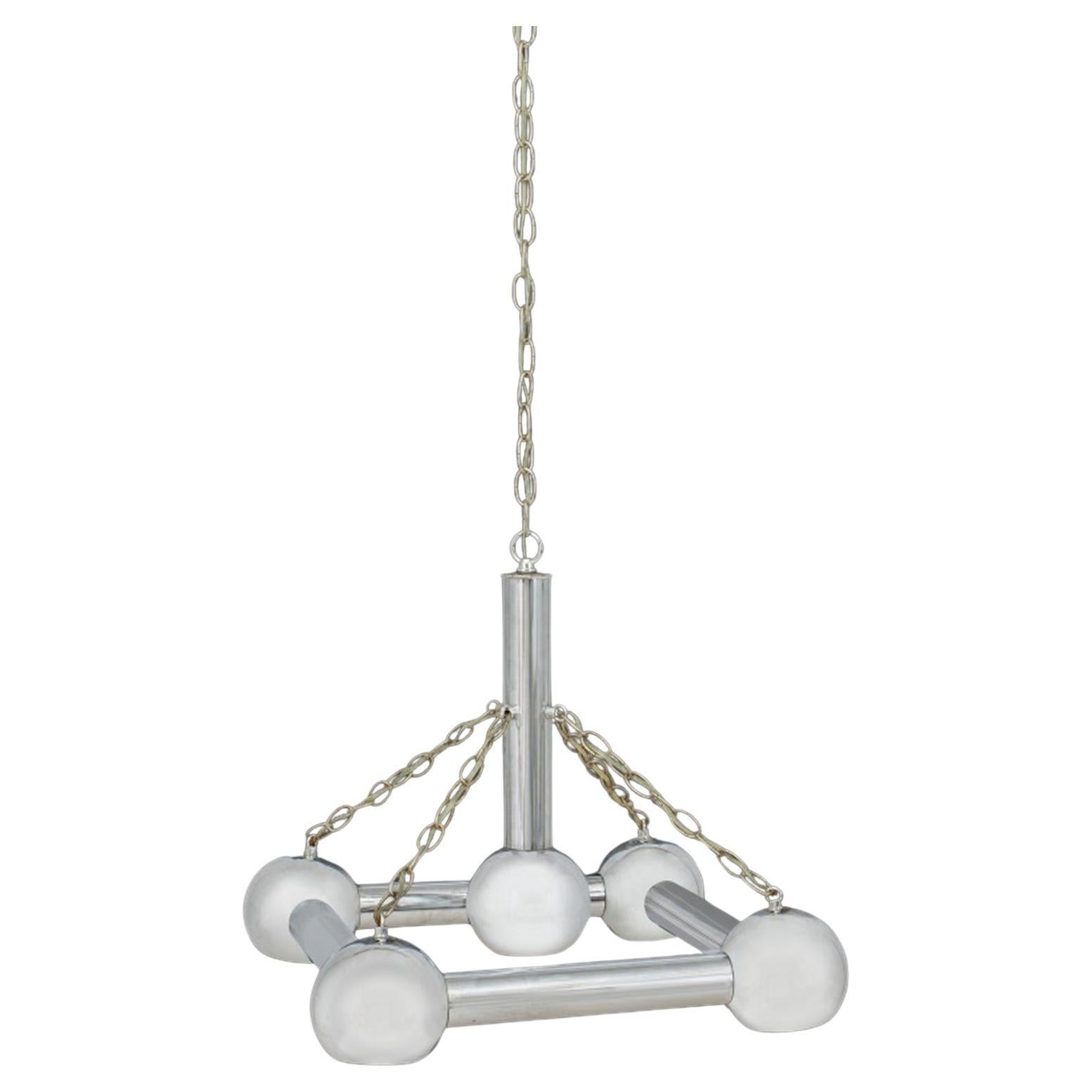 Lustre tubulaire chromé de style Gaetano Sciolari
