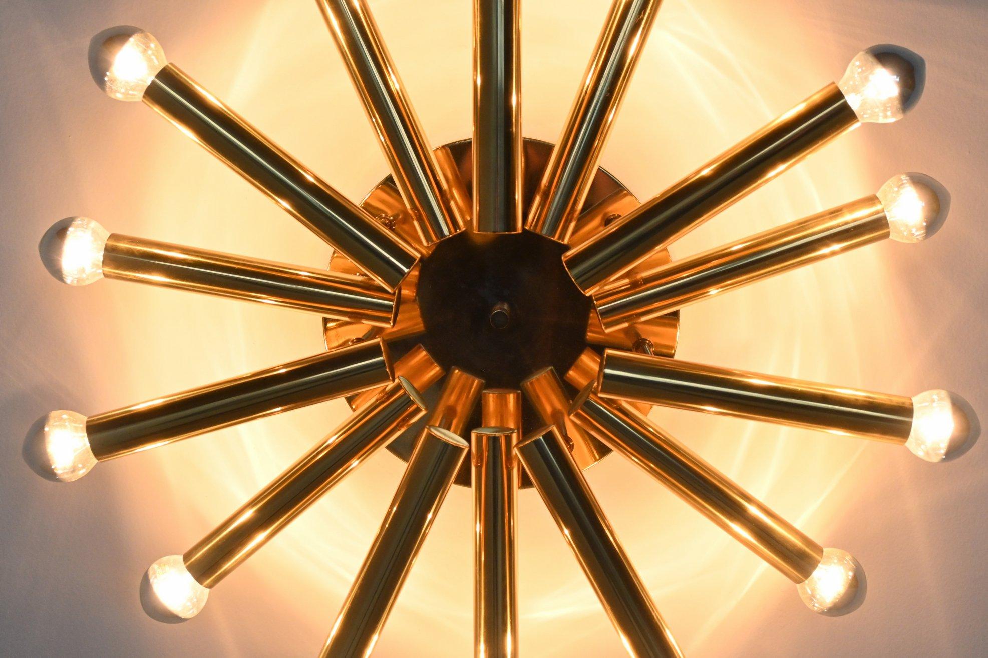 Italian Gaetano Sciolari Sunburst Ceiling Lamp Boulanger, Italy, 1960