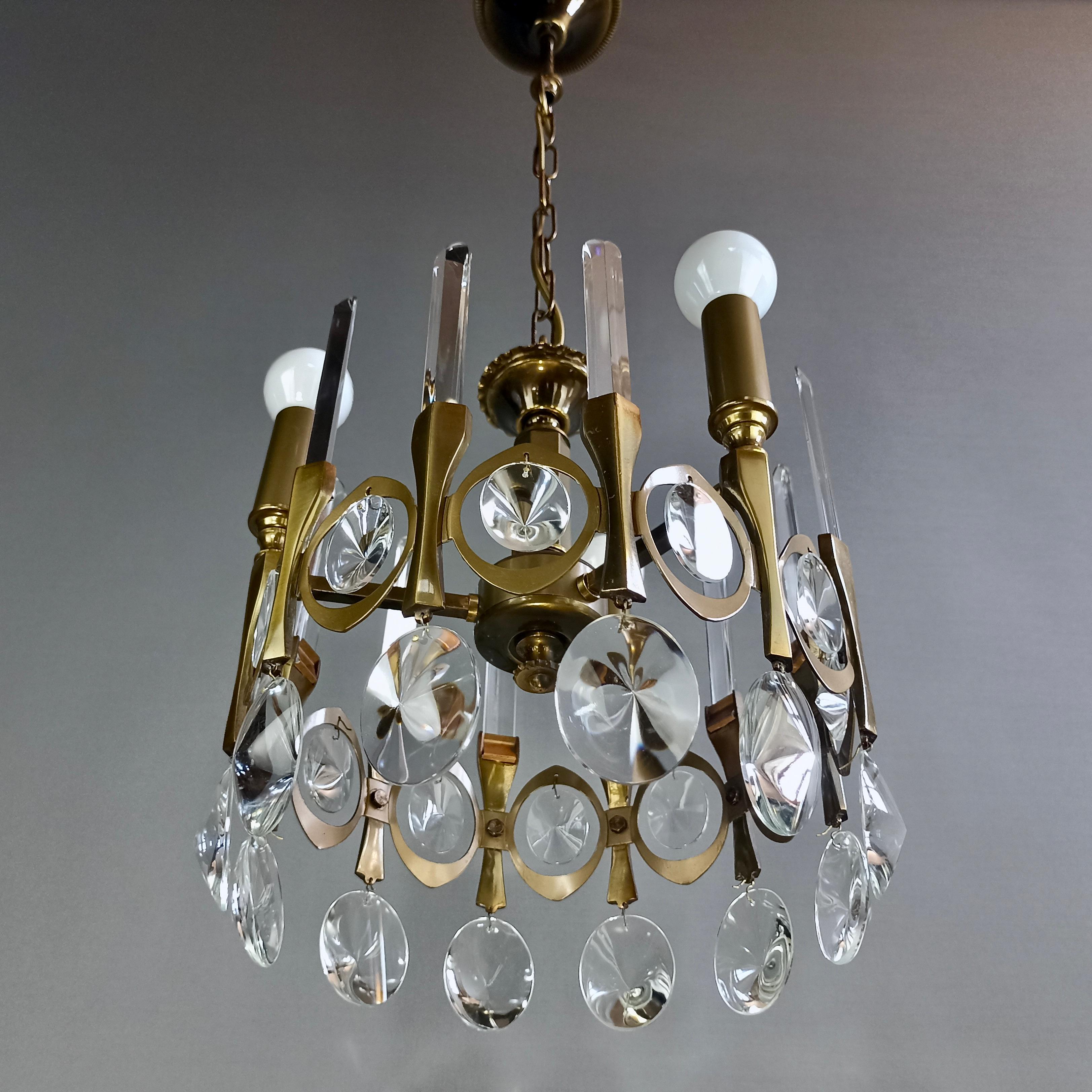 Beveled Gaetano Sciolari, three-light chandelier 
