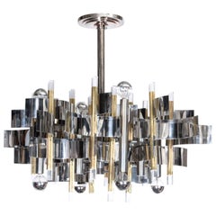 Gaetano Sciolari Two-Tone Twelve-Light Mid-Century Modern Chandelier
