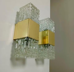 Gaetano Sciolari Wall Lighting Glass Murano with Chrome, Italy, 1970