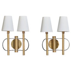 Gaetano Sciolari, Wandleuchten, Messing, Metall, Stoff, Italien, 1960er