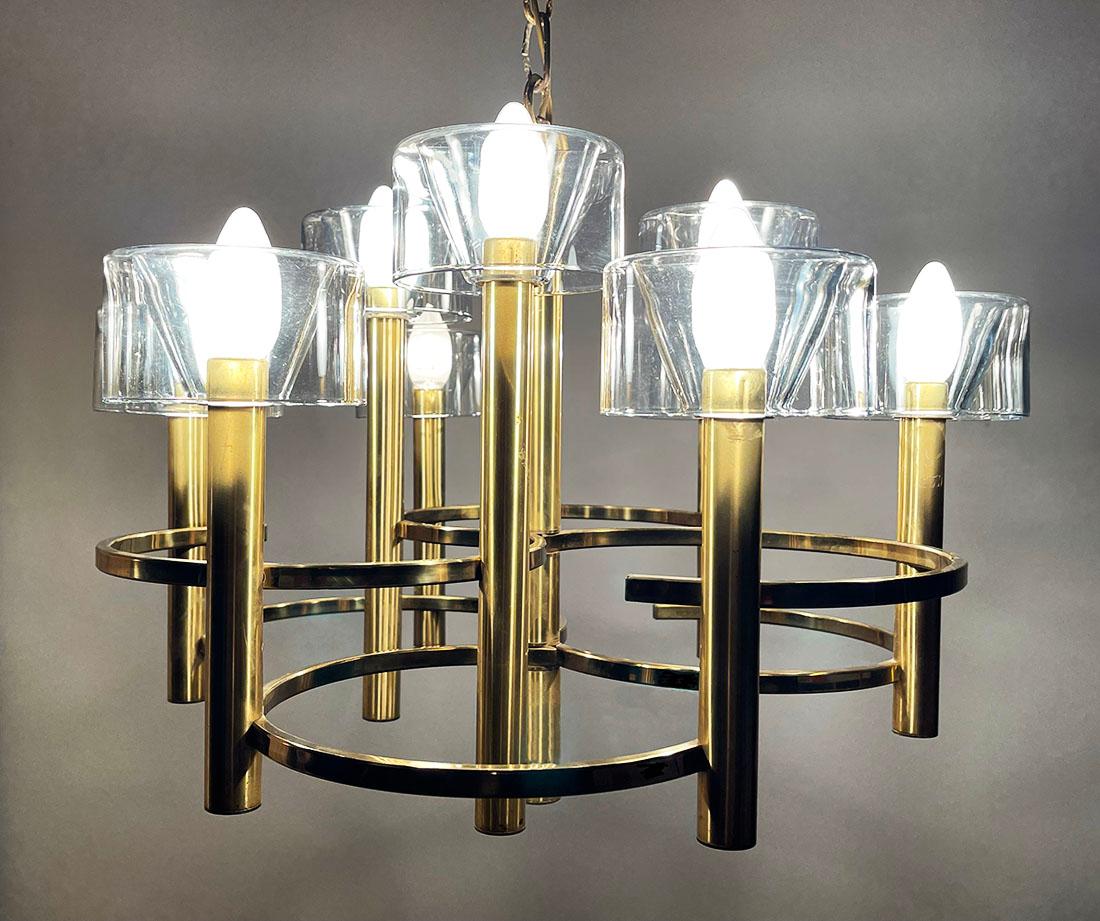 Italian Gaetano Sciolari Chandelier, Italy 1970s For Sale