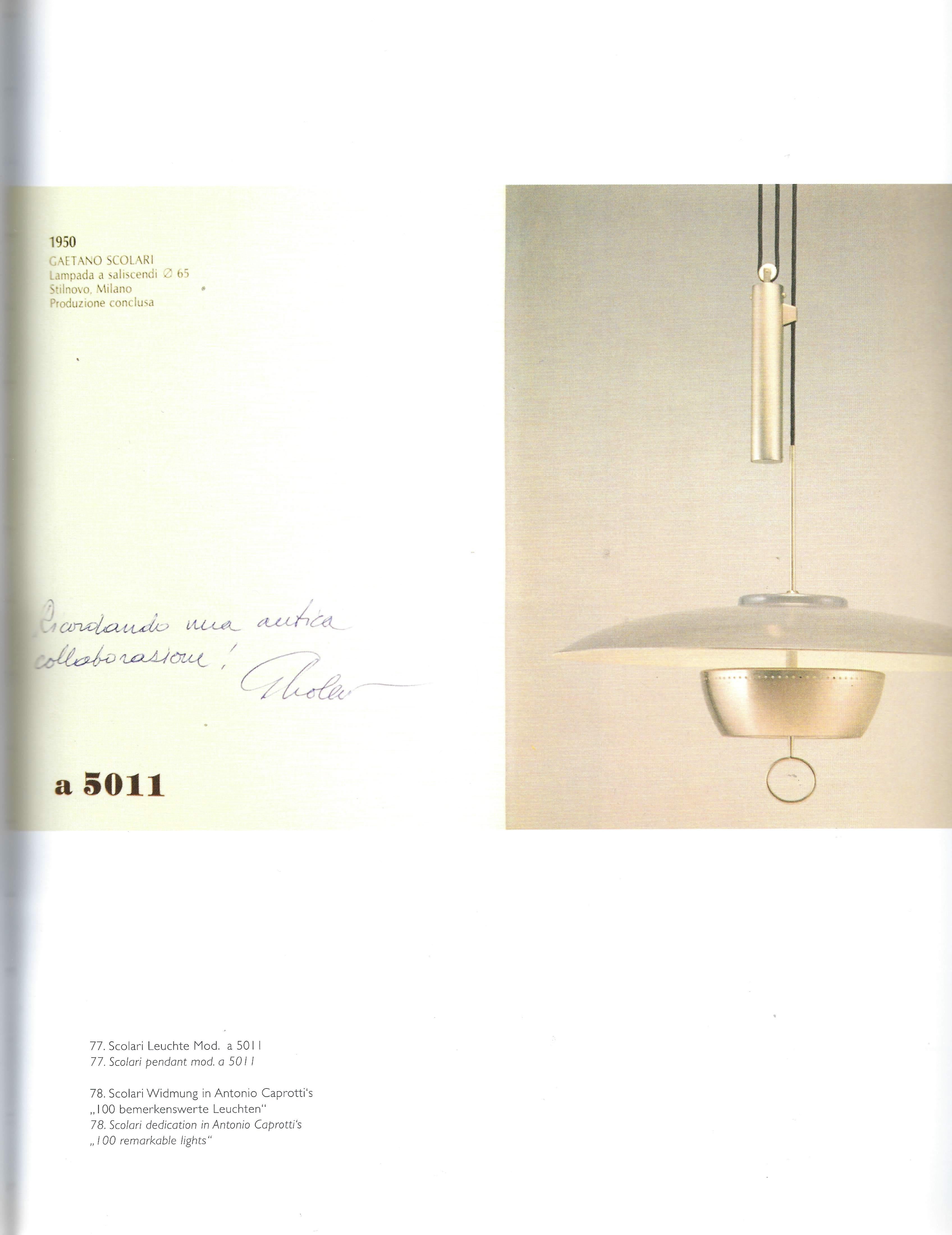 Gaetano Scolari for Stilnovo Adjustable Ceiling Light Model A5011, 1950 For Sale 3