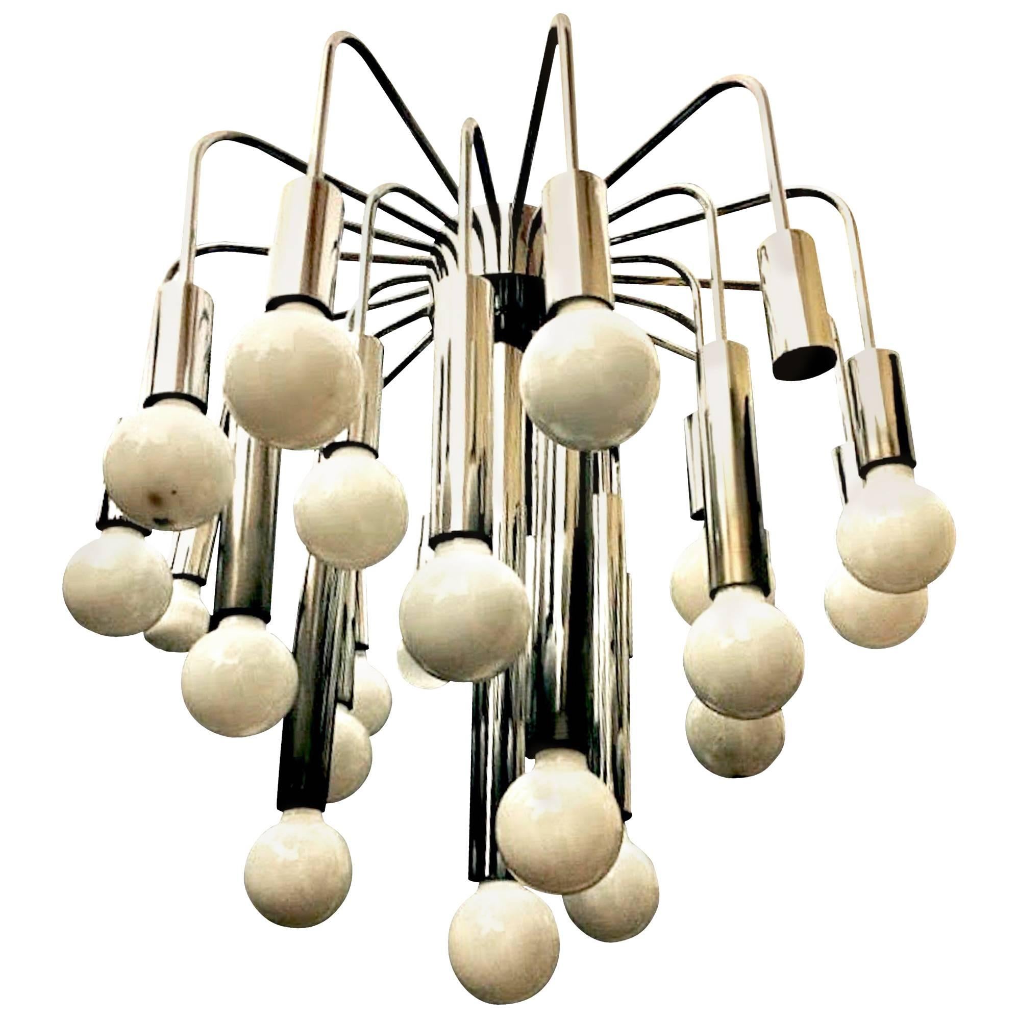 Gaetano Scolari mid-centurychandelier Chrome Frame "Space Age" For Sale