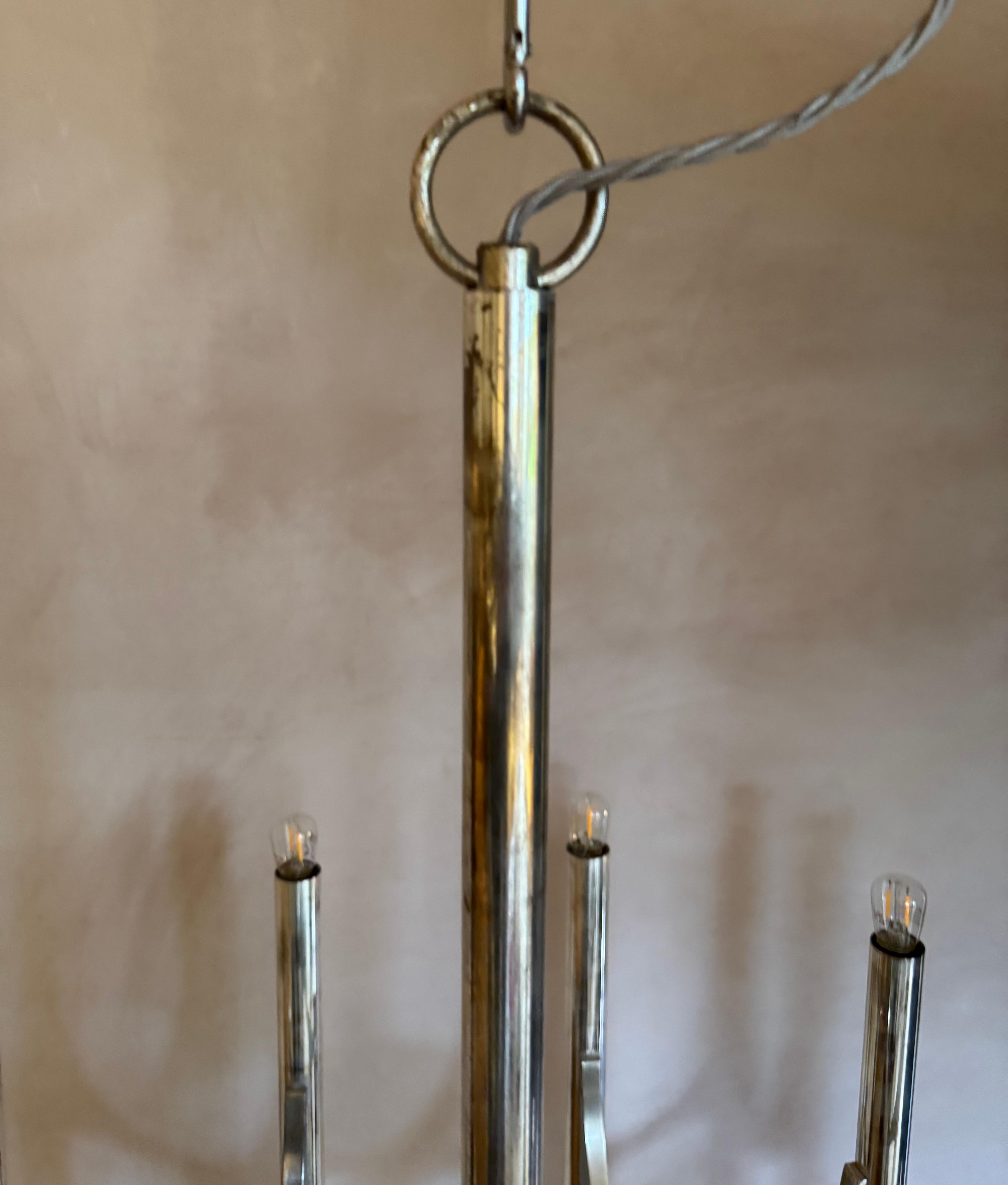 Gaetano Scolari Lámpara de araña Sirius bañada en plata Italiano en venta