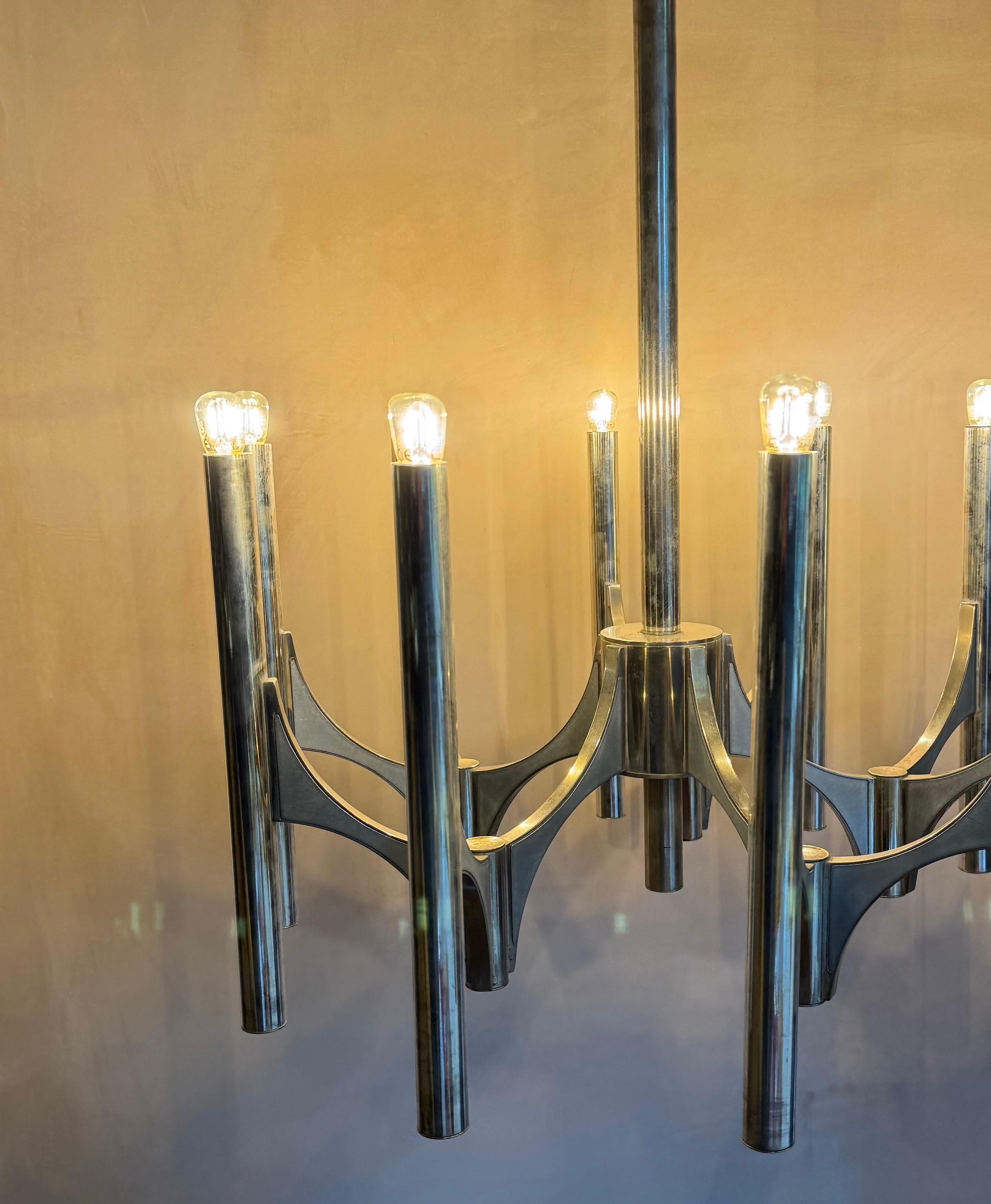 Gaetano Scolari Lámpara de araña Sirius bañada en plata Chapado en venta