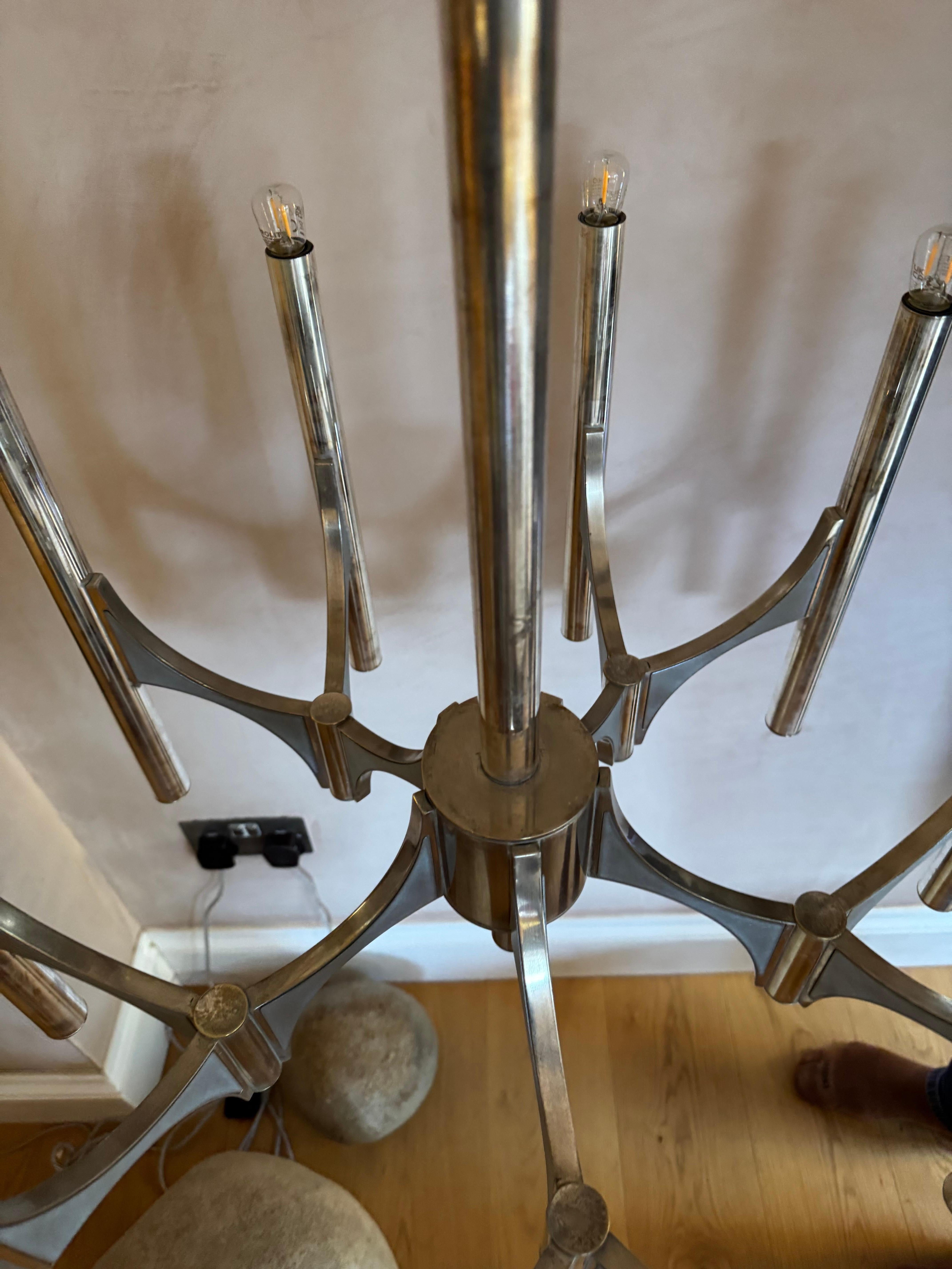 Gaetano Scolari Lámpara de araña Sirius bañada en plata en Bueno estado para la venta en London, GB