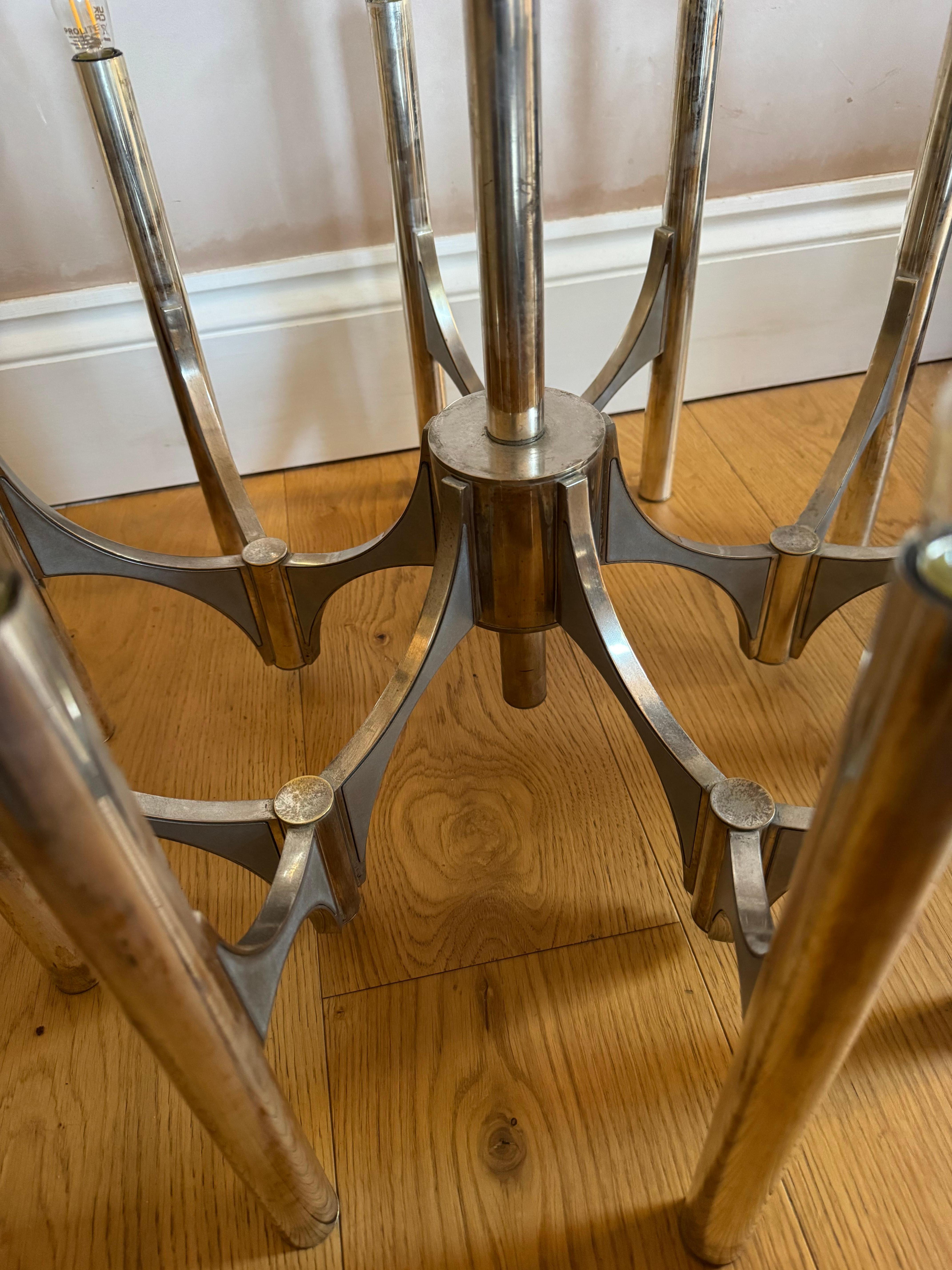 Gaetano Scolari Lámpara de araña Sirius bañada en plata siglo XX en venta