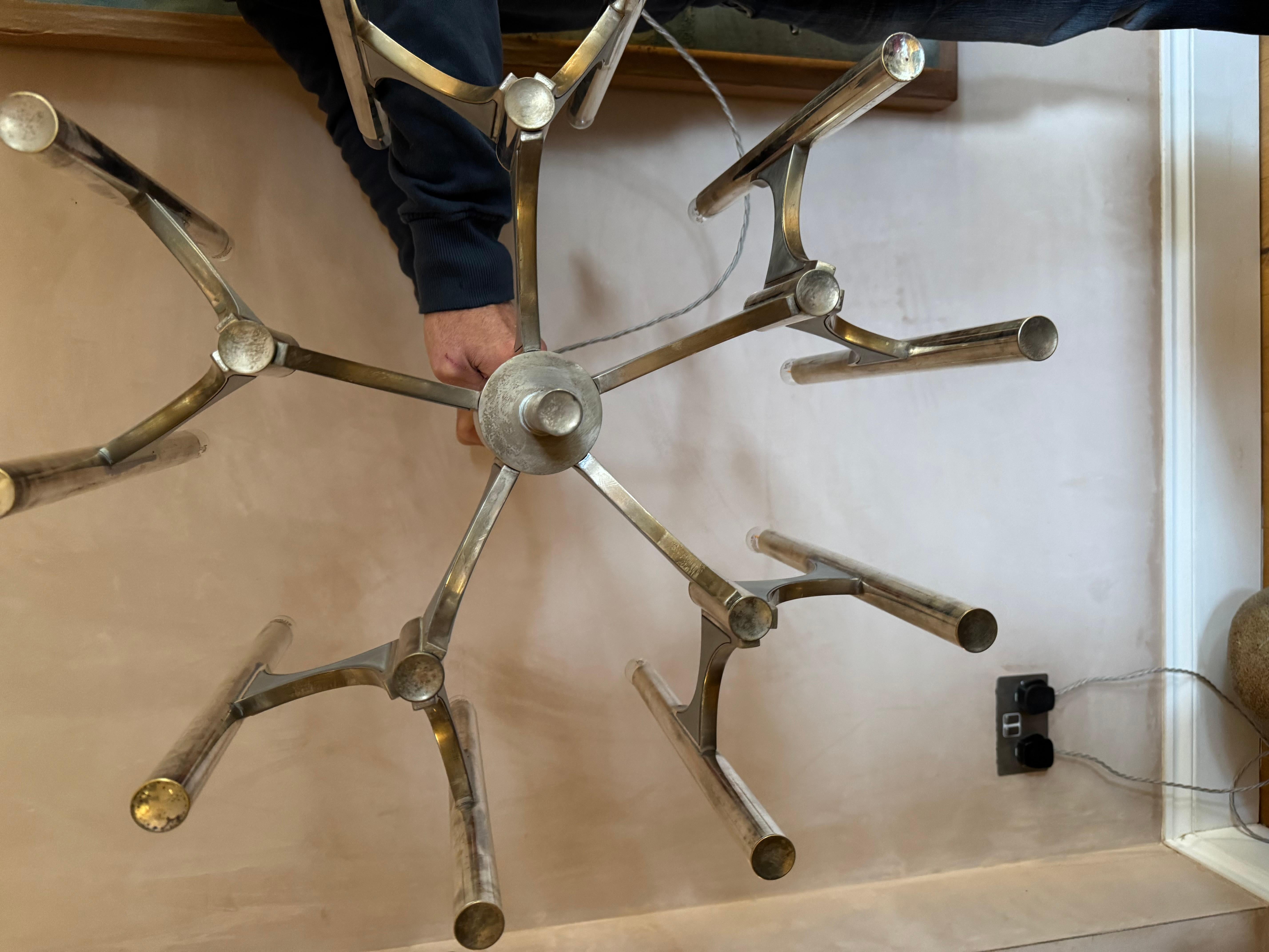 Gaetano Scolari Lámpara de araña Sirius bañada en plata en venta 1