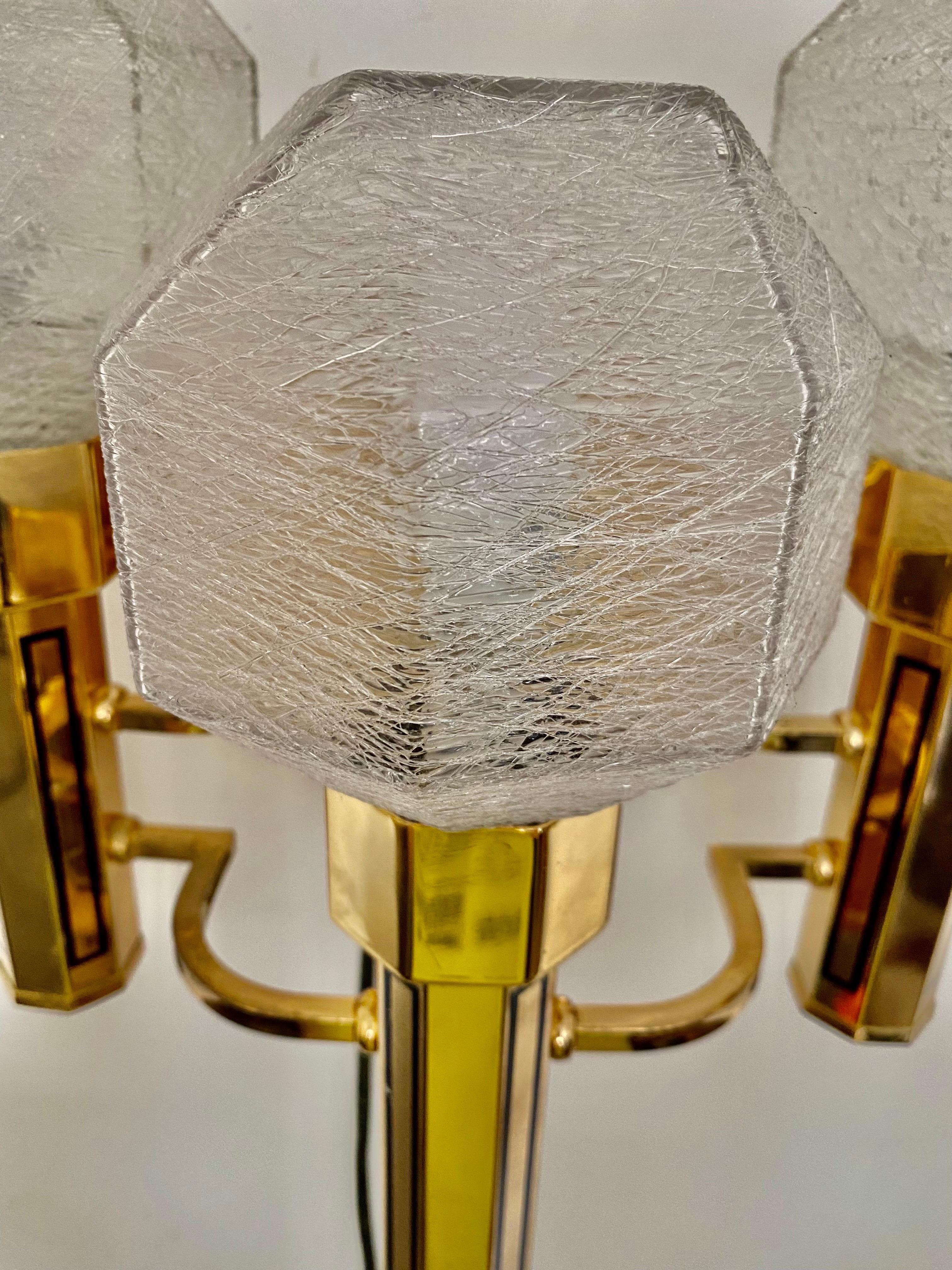 Mid-Century Modern Gaetano Scoliari Sconce Murano with Brass, Italy, 1970 For Sale