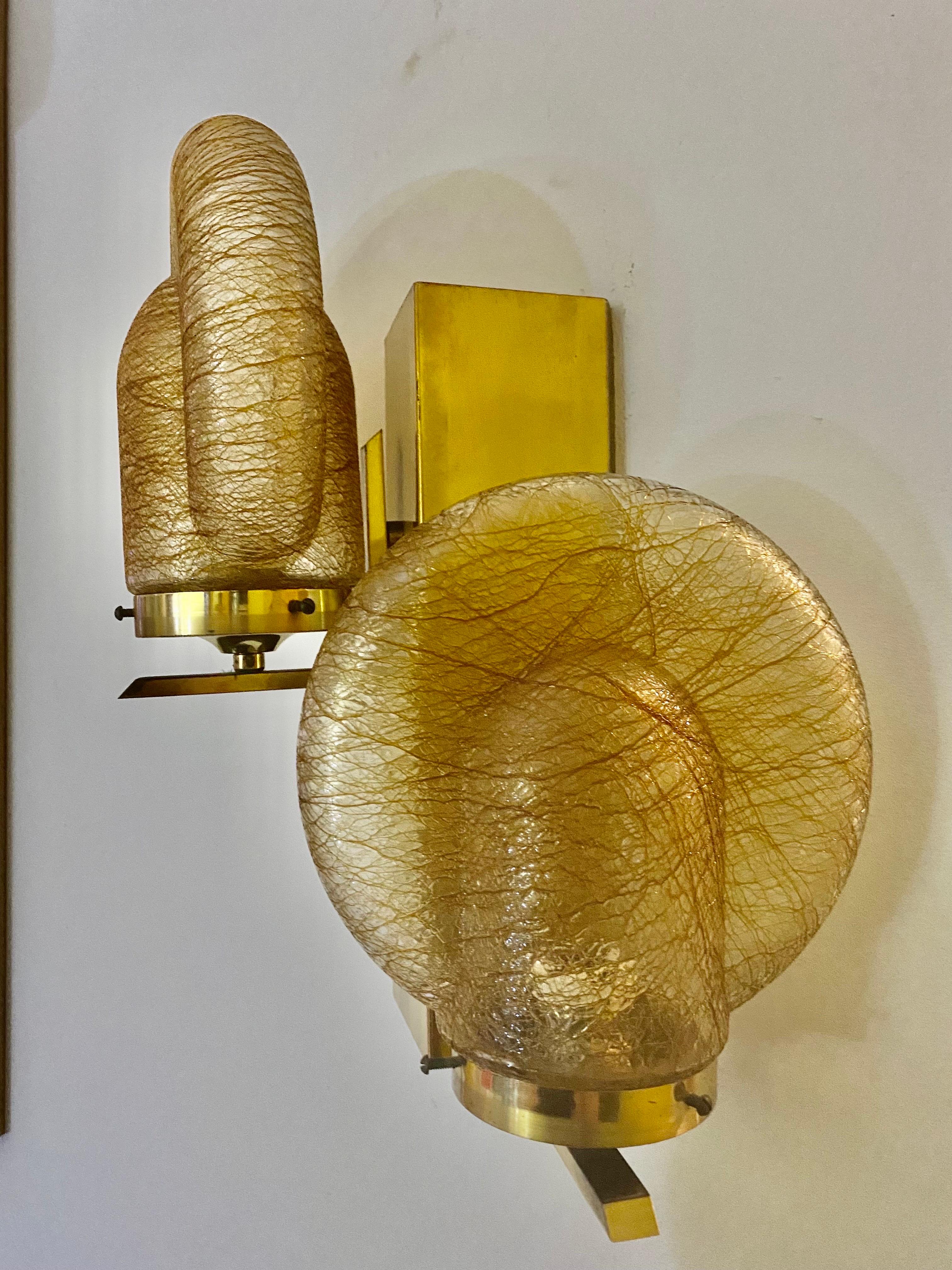 Gaetano Scoliari Sconce Murano with Brass, Italy, 1970 In Good Condition In DÉNIA, ES