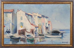 Martigues, France - Modern Seaside Oil Painting on Canvas by Gaeton Dumas