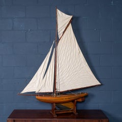 Gaff Rigged Cutter Pond Yacht, Carved Wood, British, 1930