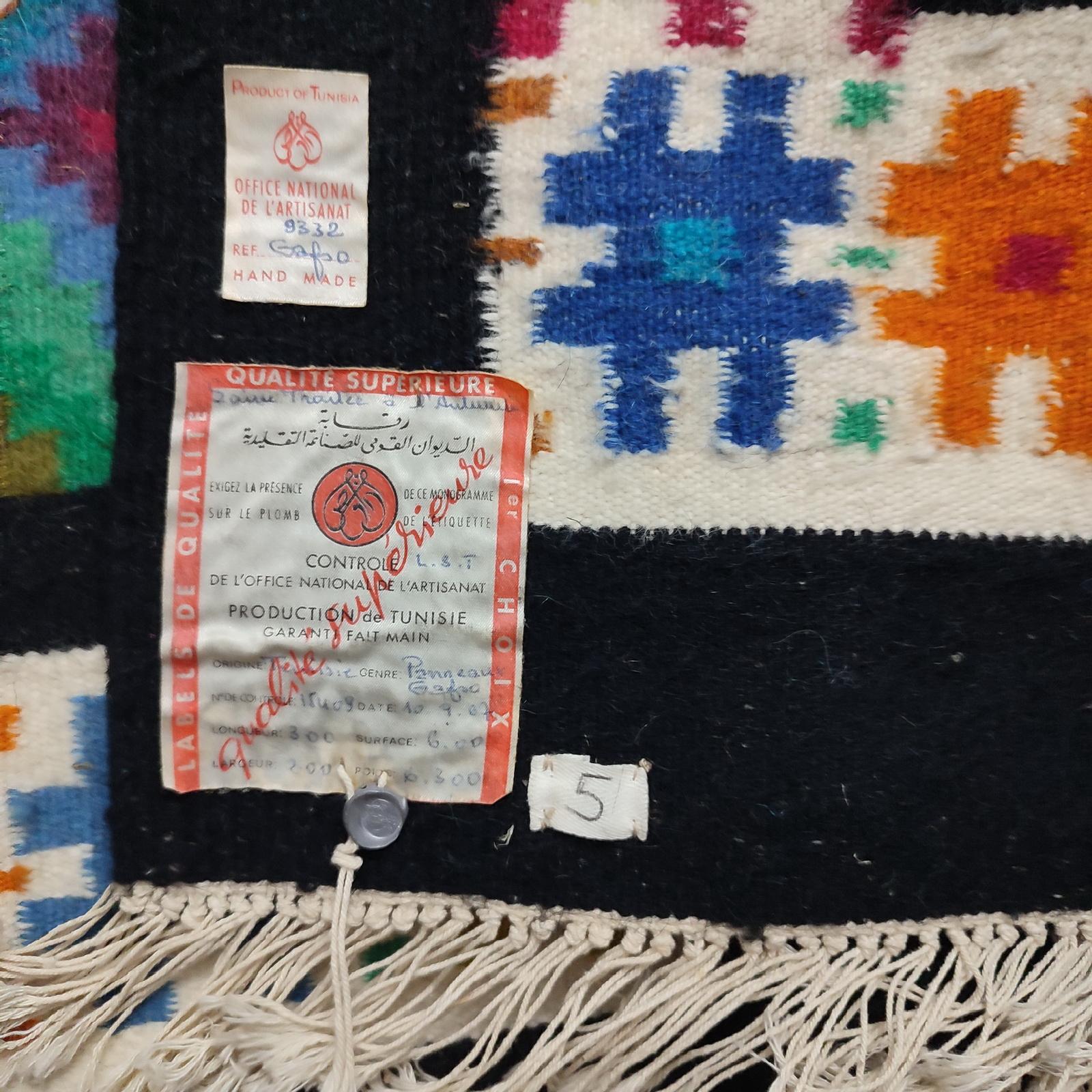 Alfombra o colgante tunecino modernista Gafsa, Kilim Tejido a mano en venta
