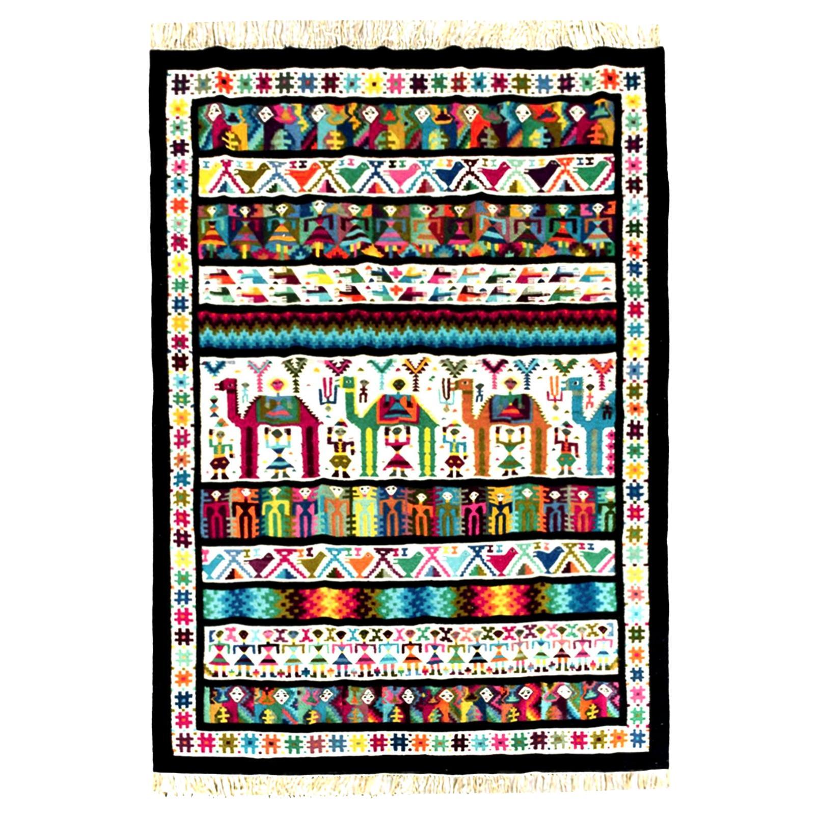 Alfombra o colgante tunecino modernista Gafsa, Kilim