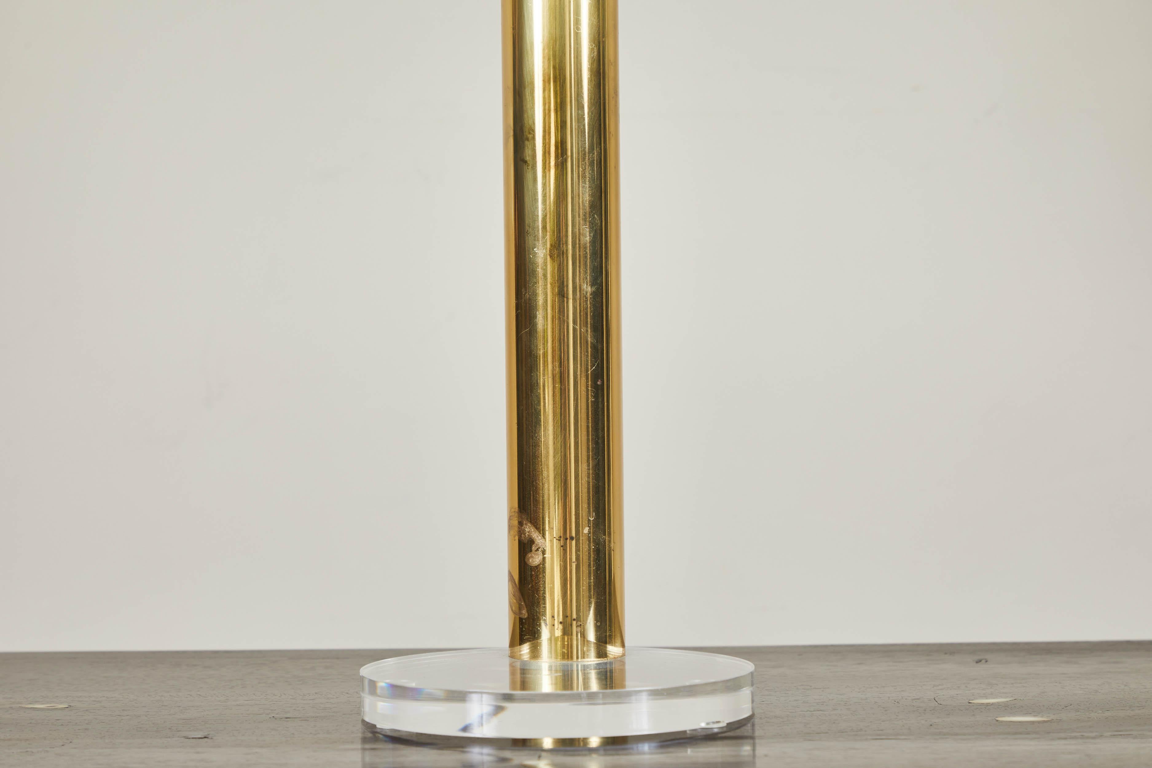 Gage Cauchois 1980s Brass and Lucite Touch Lamp 2