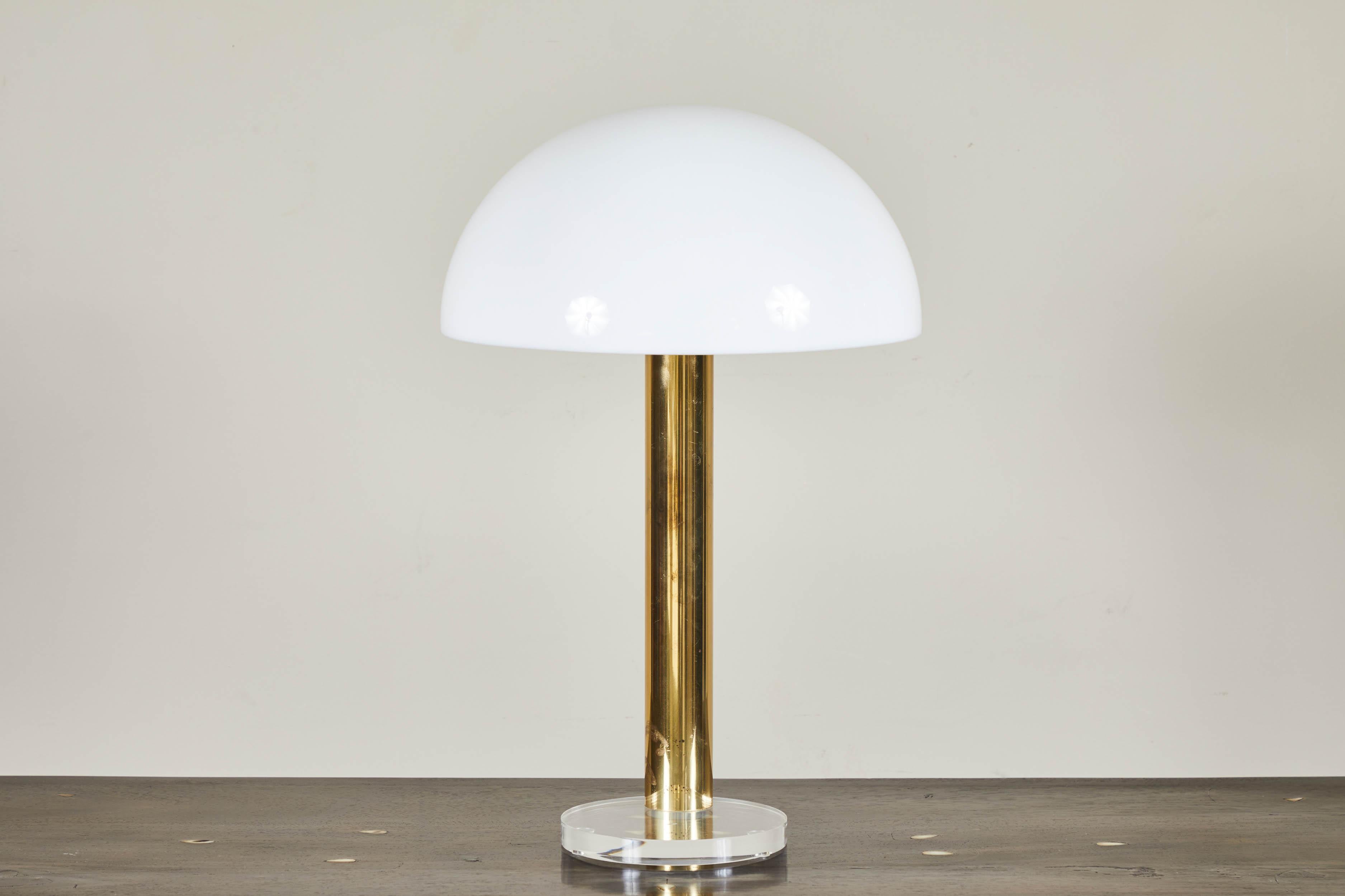 20th Century Gage Cauchois 1980s Brass and Lucite Touch Lamp