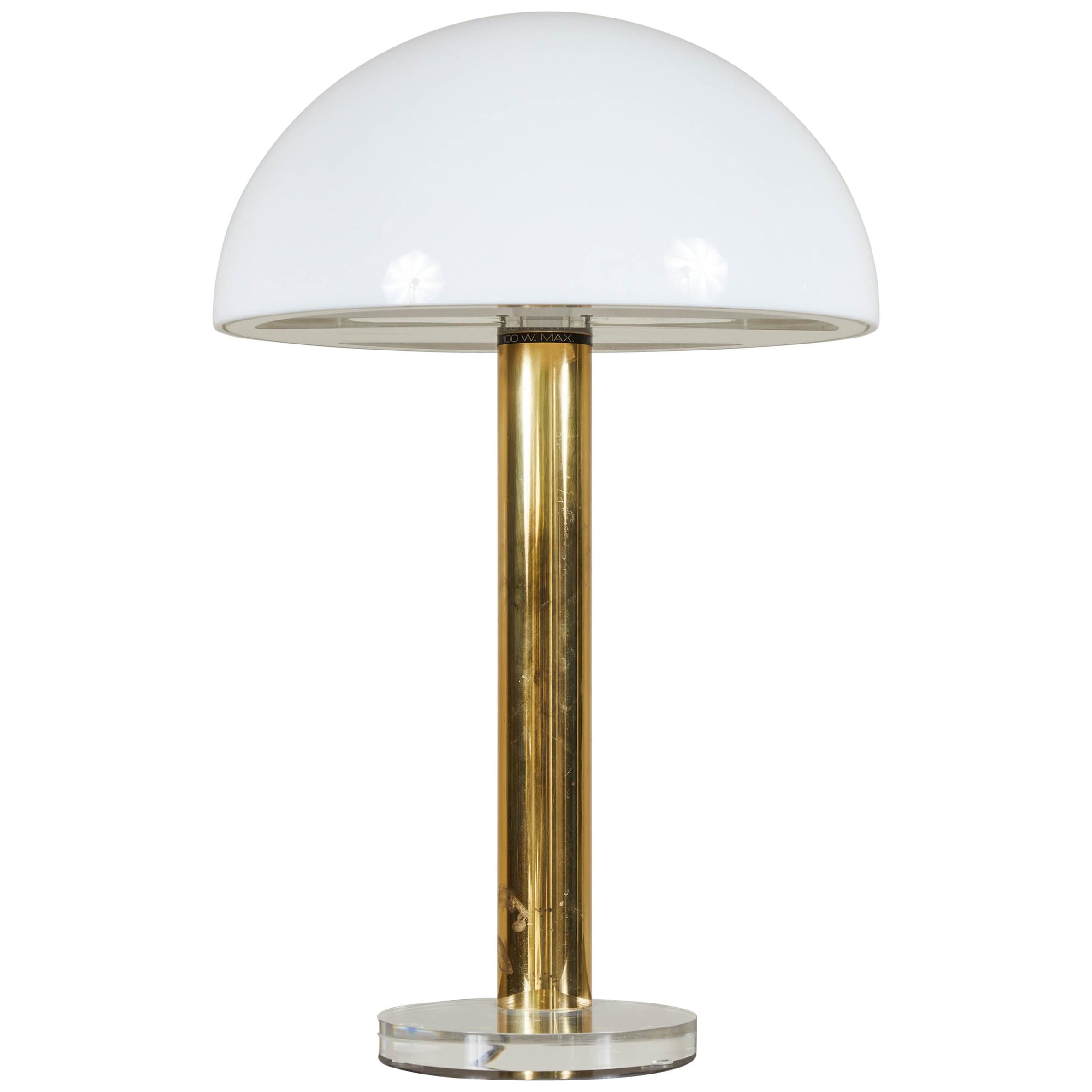 Gage Cauchois 1980s Brass and Lucite Touch Lamp
