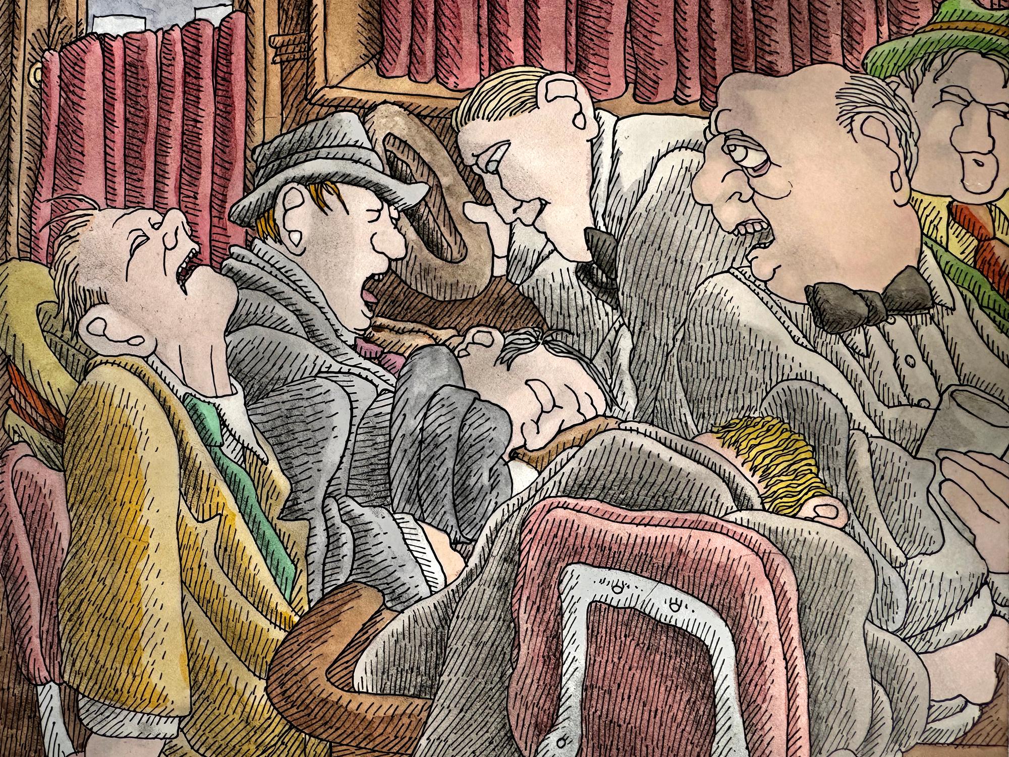 Scène de bar en macabre - École de Charles Addams - Cartoon Playboy en vente 1